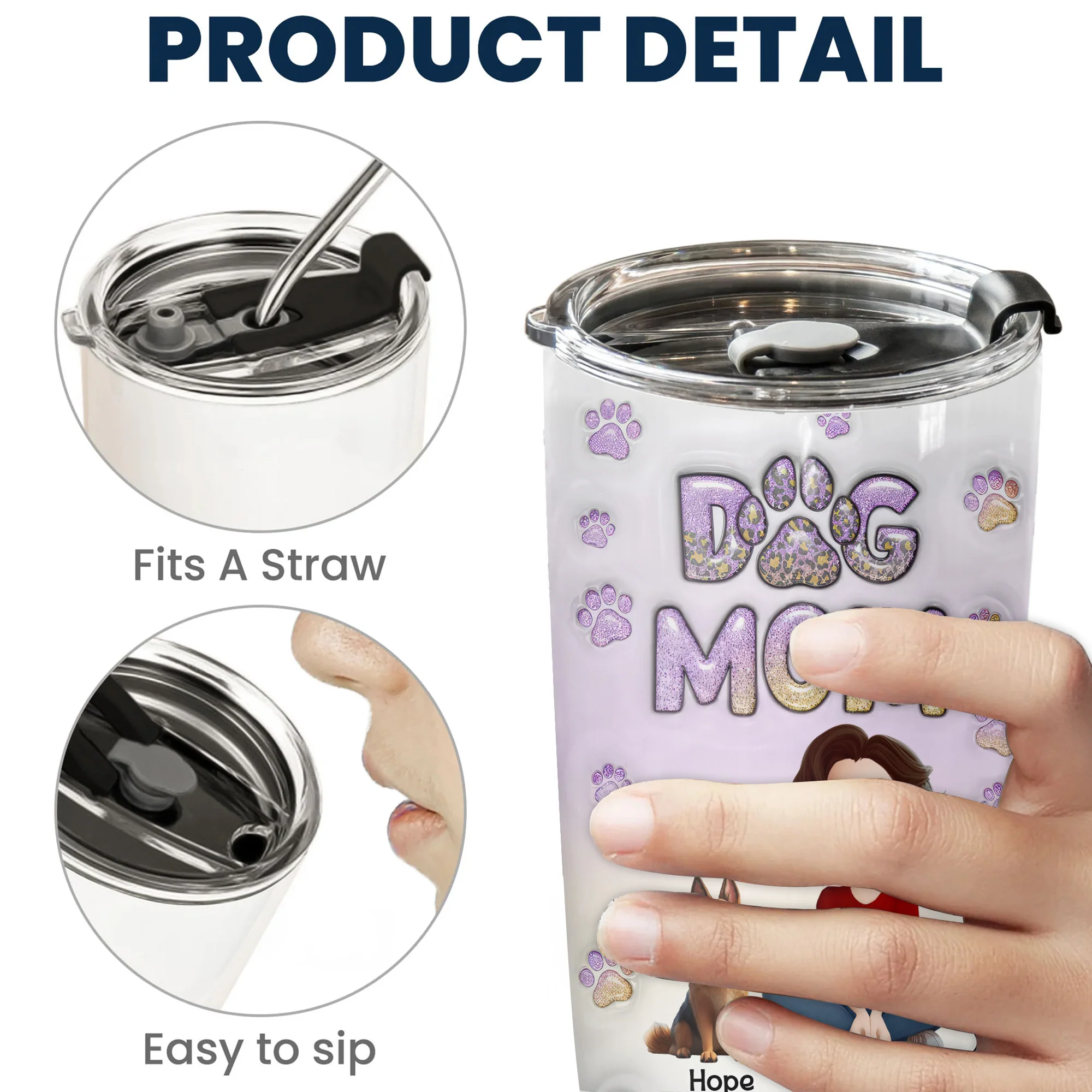 Being A Dog Mom is Like Being A Mom 3D Inflated Effect Cartoon Dog - Personalized Tumbler Cup - Gift for Pet Owners, Pet Lovers, Dog Mom | CLP15 NH96 - Image 5