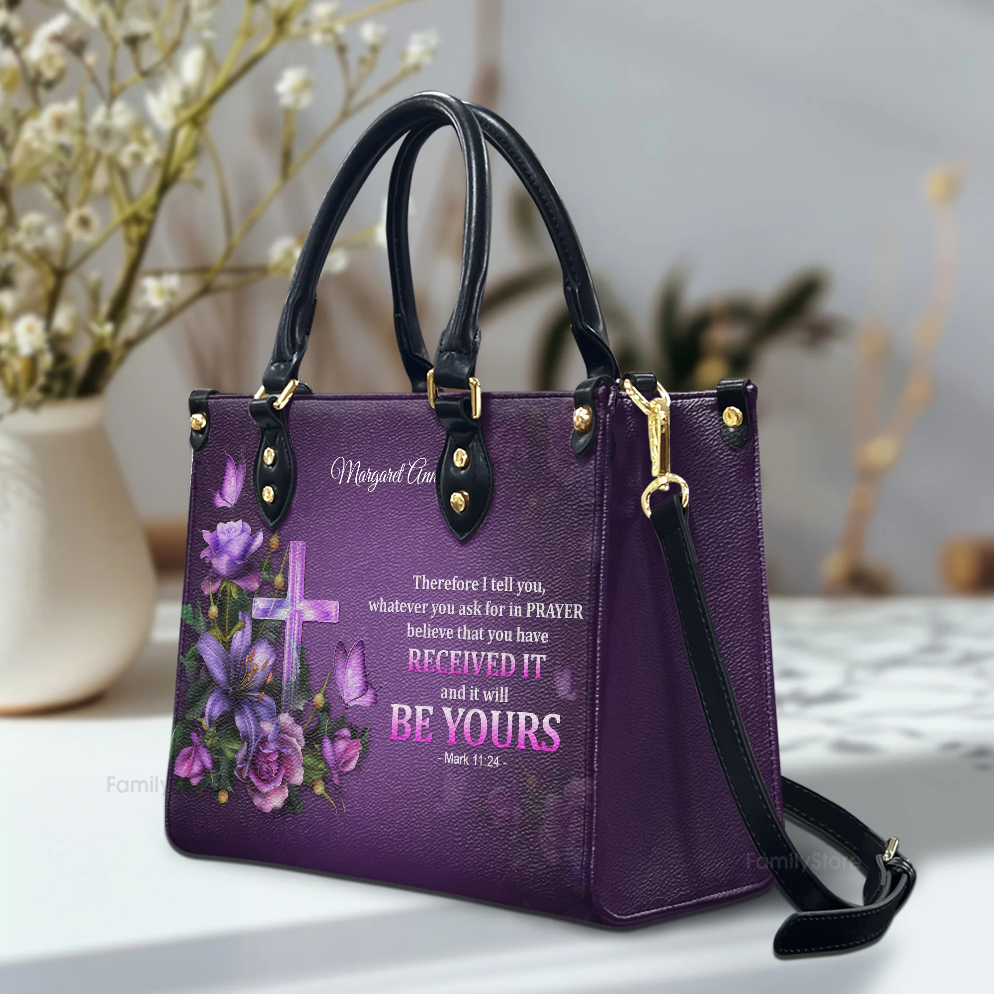 Believe That You Have Received It - Unique Personalized Leather Handbag - AT4081407 - Image 2
