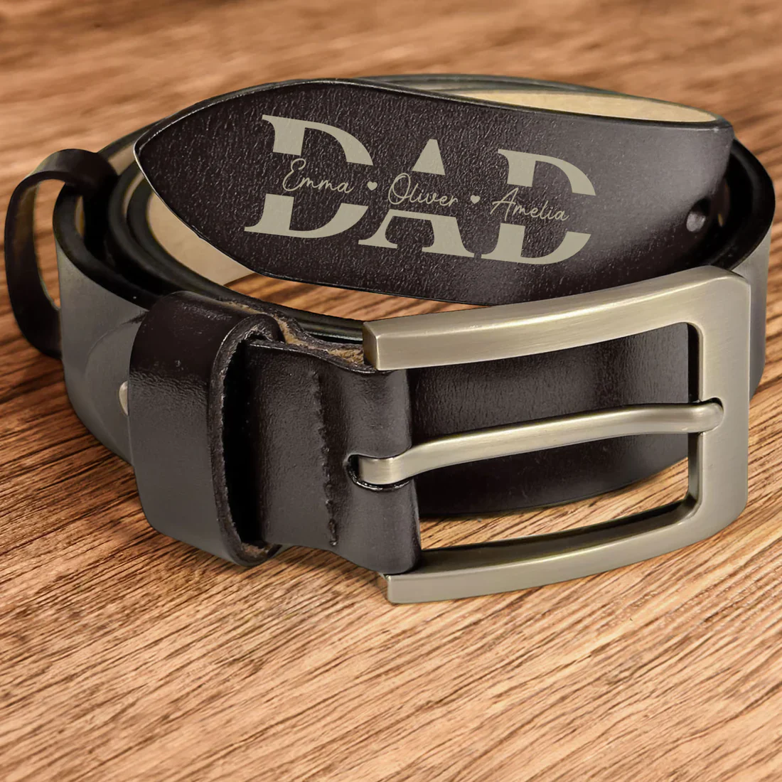 Belt Reminder We Love You For Dad - Gift For Dad - Personalized Engraved Leather Belt - Image 2