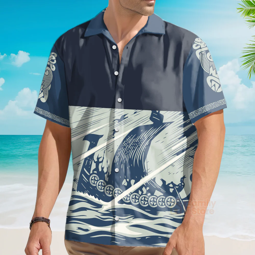 Viking Personalized Custom Name Hawaiian Shirt - Image 3