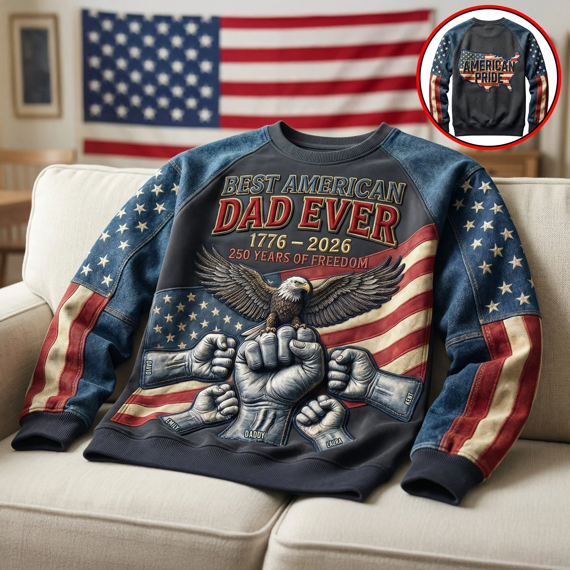 Best American Dad Ever - Personalized Shirt - Gifts For Dad - Image 2