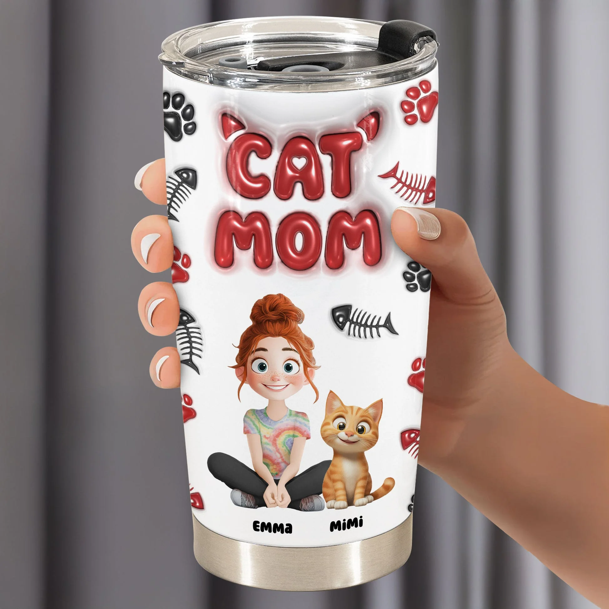 Best Cat Mom Ever Cartoon Cat - Personalized Tumbler - Gift for Pet Owners, Pet Lovers, Cat Mom | CLP15 NH96 - Image 3