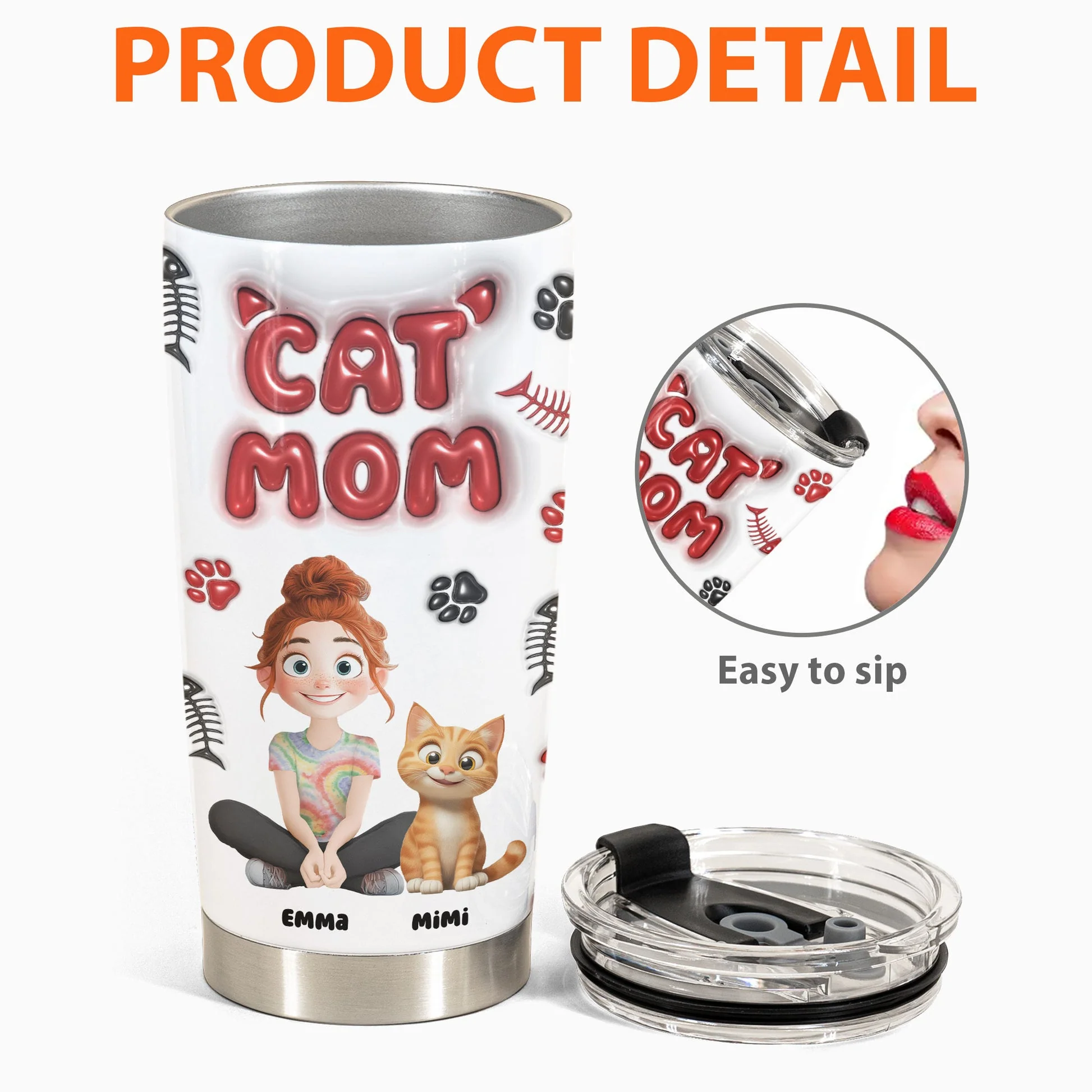 Best Cat Mom Ever Cartoon Cat - Personalized Tumbler - Gift for Pet Owners, Pet Lovers, Cat Mom | CLP15 NH96 - Image 4