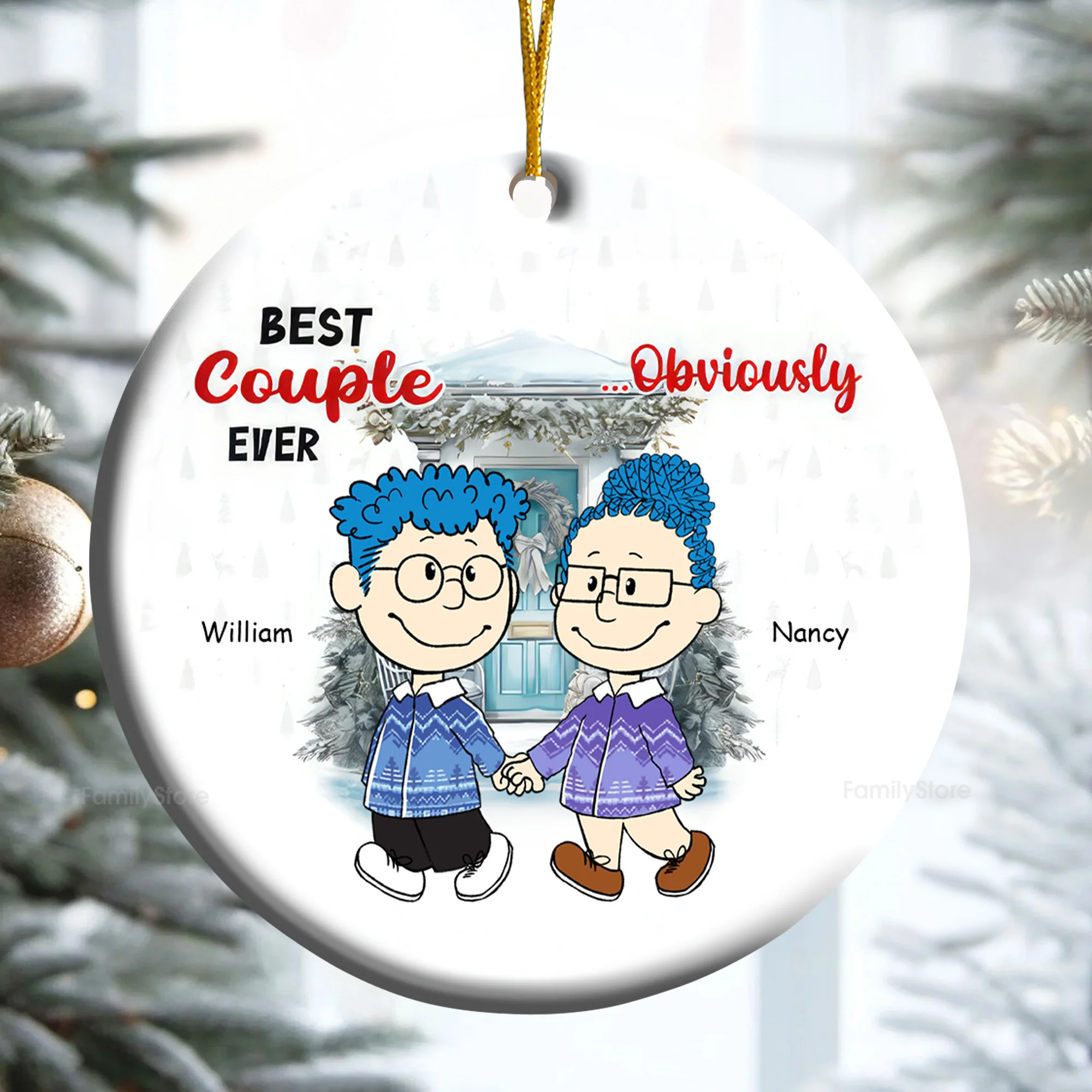 Best Couple Ever Obvicusly Personalized Ceramic Ornament - Gift For Couple, Husband Wife CL43 NH96 - Image 2