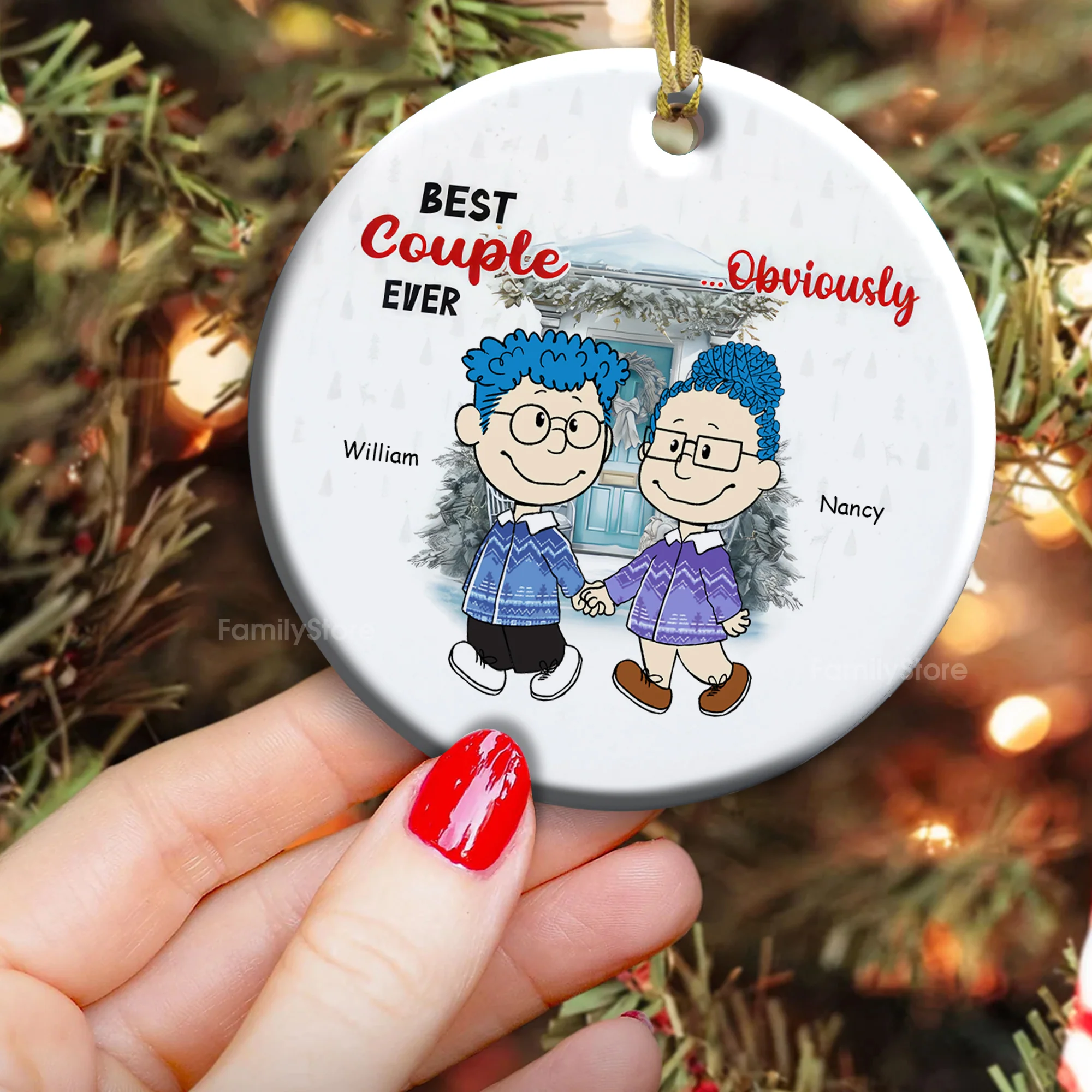 Best Couple Ever Obvicusly Personalized Ceramic Ornament - Gift For Couple, Husband Wife CL43 NH96 - Image 3