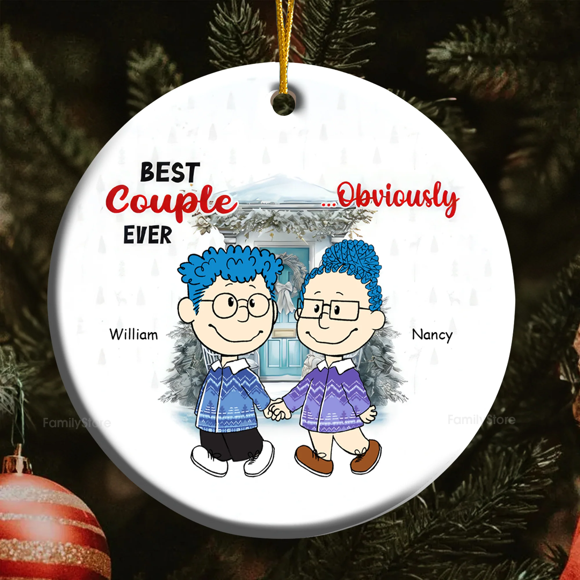Best Couple Ever Obvicusly Personalized Ceramic Ornament - Gift For Couple, Husband Wife CL43 NH96 - Image 5