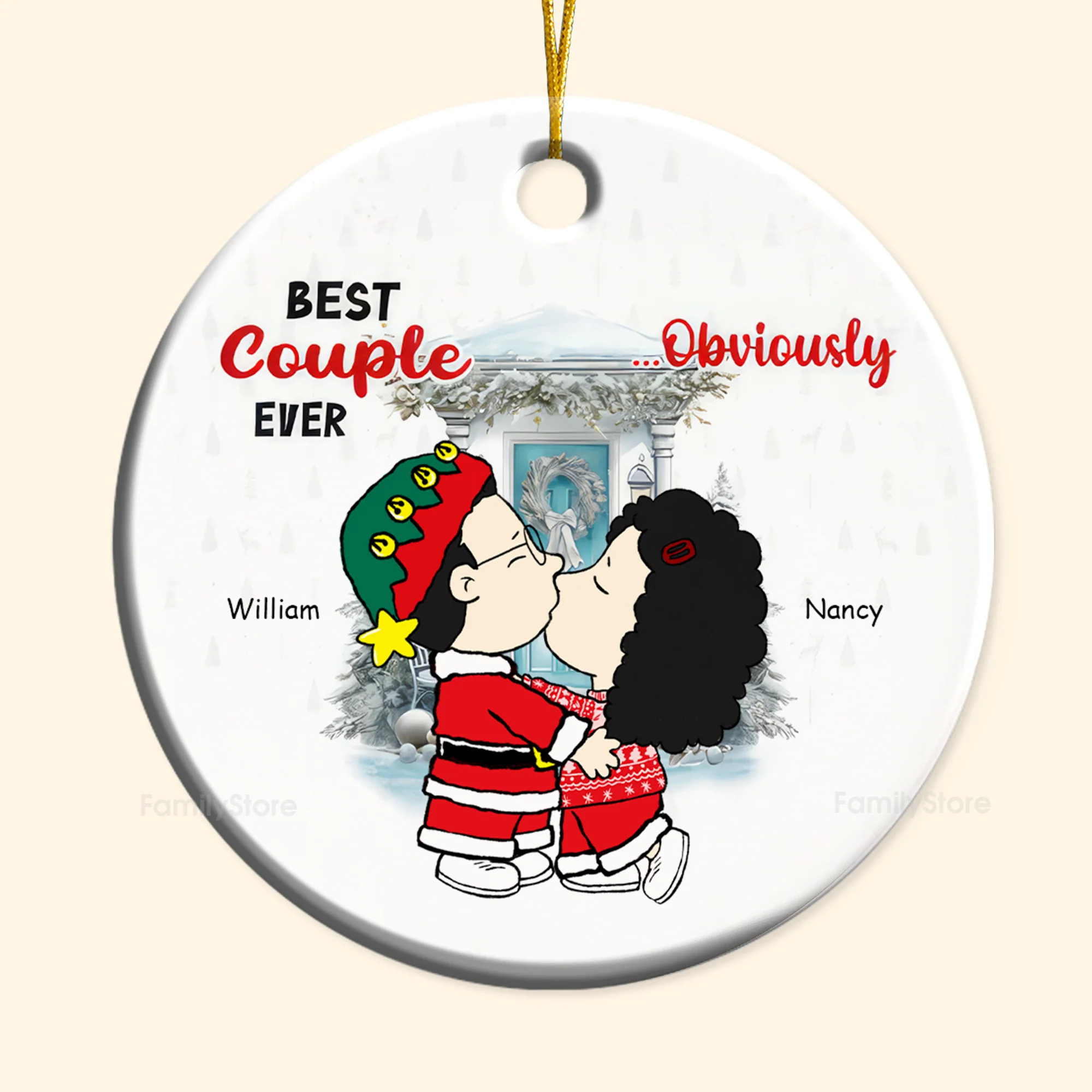 Best Couple Ever Obvicusly Personalized Ceramic Ornament - Gift For Couple, Husband Wife CL45 NH96 - Image 6