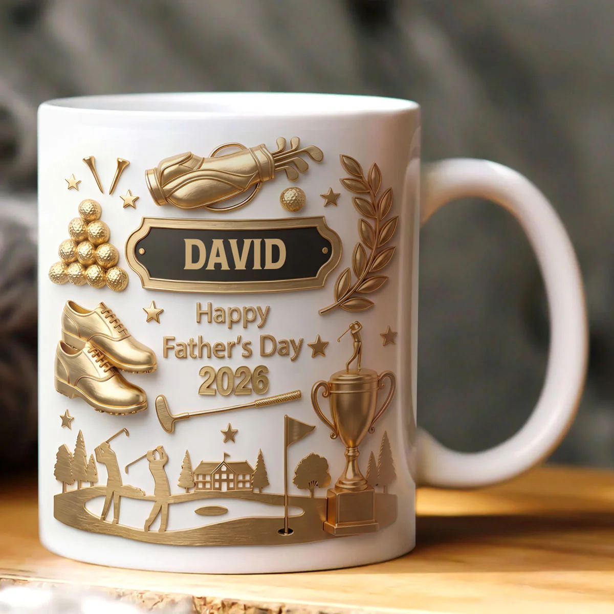 Best Dad By Par Golf - Personalized White Mug - Gift For Dad, Grandpa, Golf Lovers