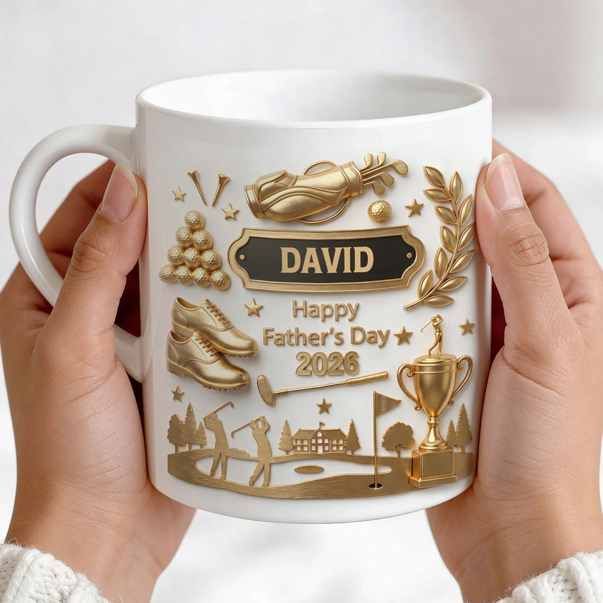 Best Dad By Par Golf - Personalized White Mug - Gift For Dad, Grandpa, Golf Lovers - Image 2