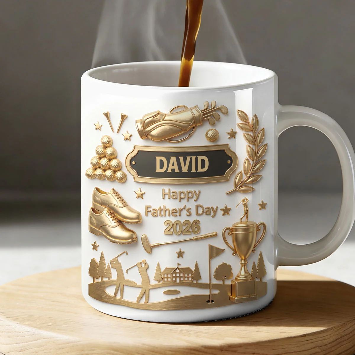 Best Dad By Par Golf - Personalized White Mug - Gift For Dad, Grandpa, Golf Lovers - Image 3
