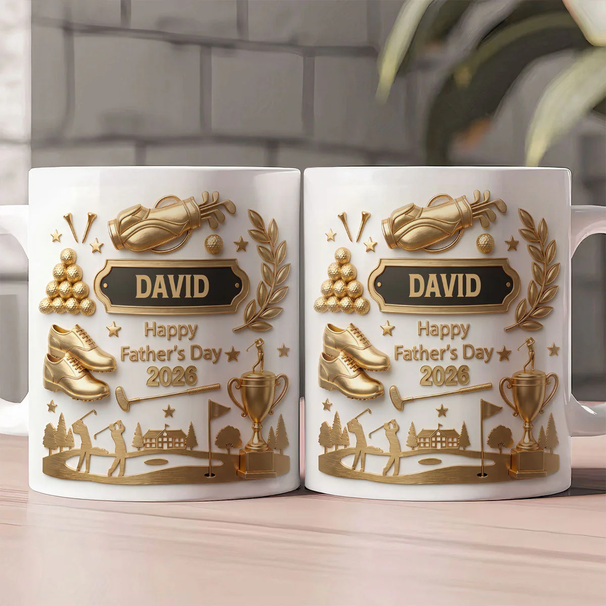Best Dad By Par Golf - Personalized White Mug - Gift For Dad, Grandpa, Golf Lovers - Image 4