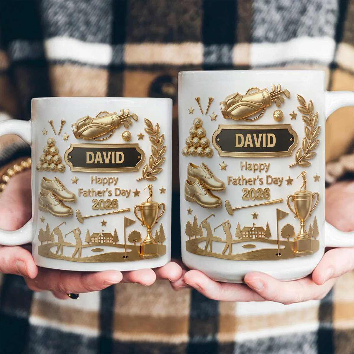 Best Dad By Par Golf - Personalized White Mug - Gift For Dad, Grandpa, Golf Lovers - Image 6
