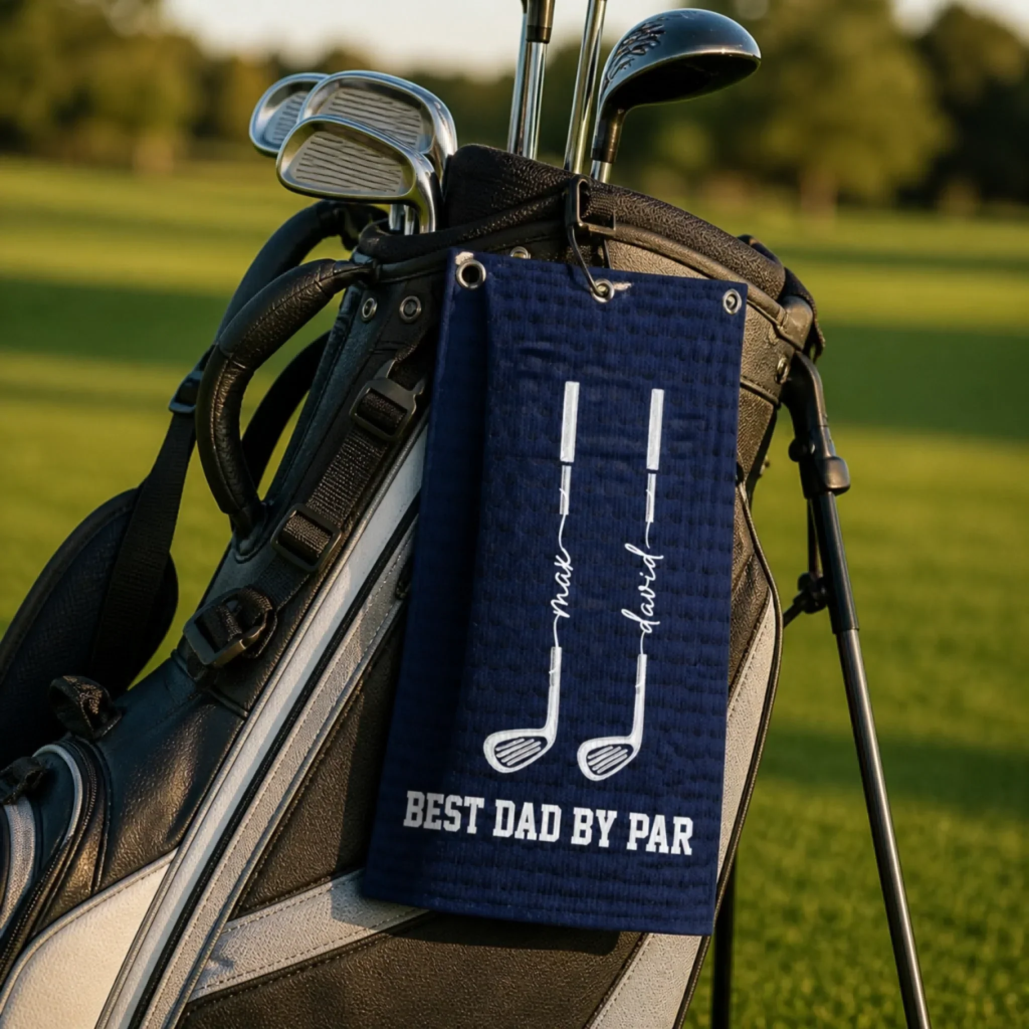 Best Dad By Par - Personalized Golf Towel - Gifts For Dad, Golf Lover - Image 3