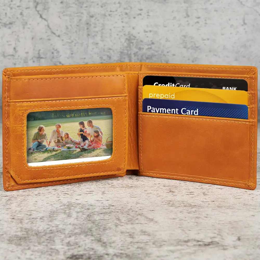 Best Dad By Par - Personalized Leather Wallet For Men- Gift For Dad - Image 2