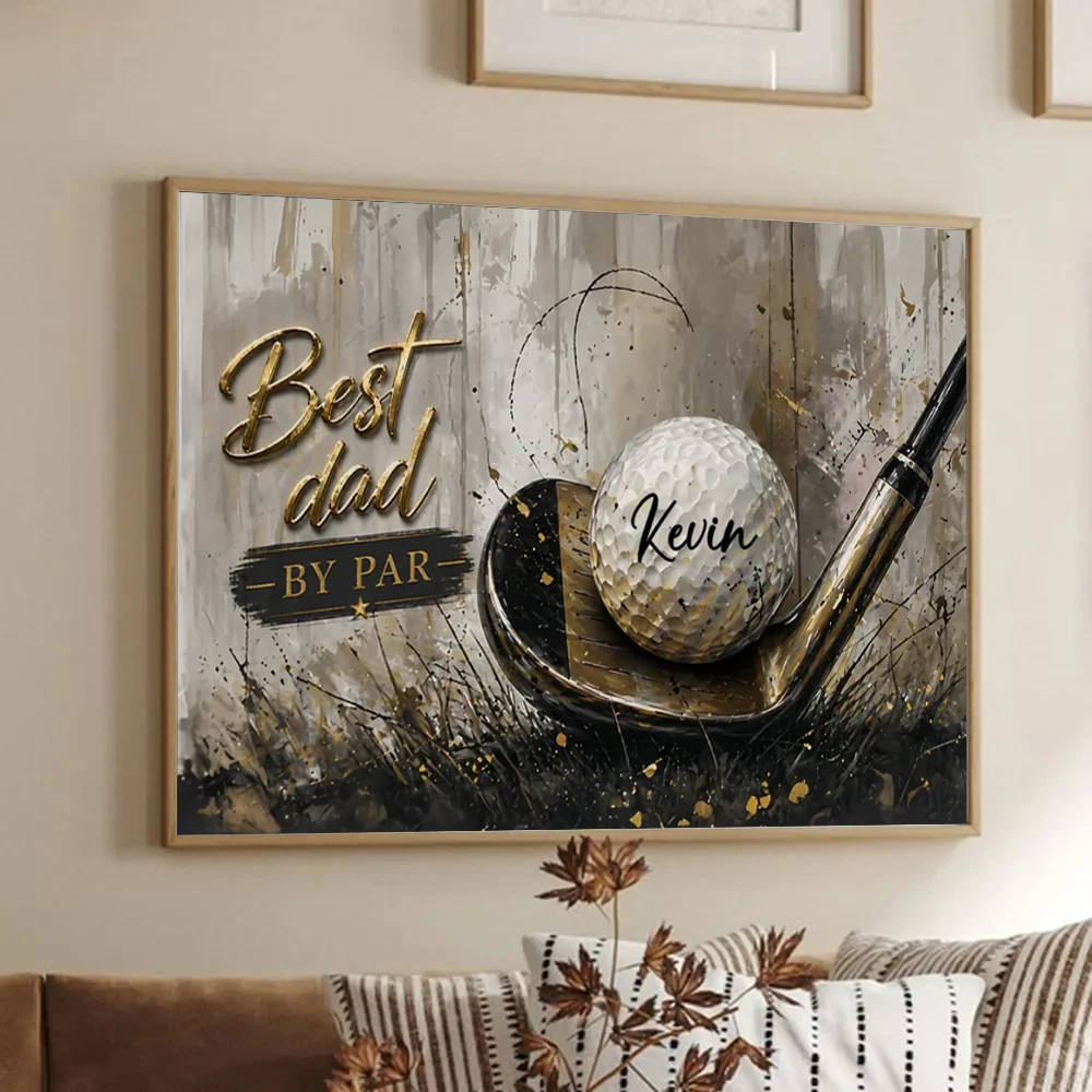 Best Dad By Par - Personalized Poster Canvas - Gift For Dad, Grandpa, Golf Lovers - Image 3