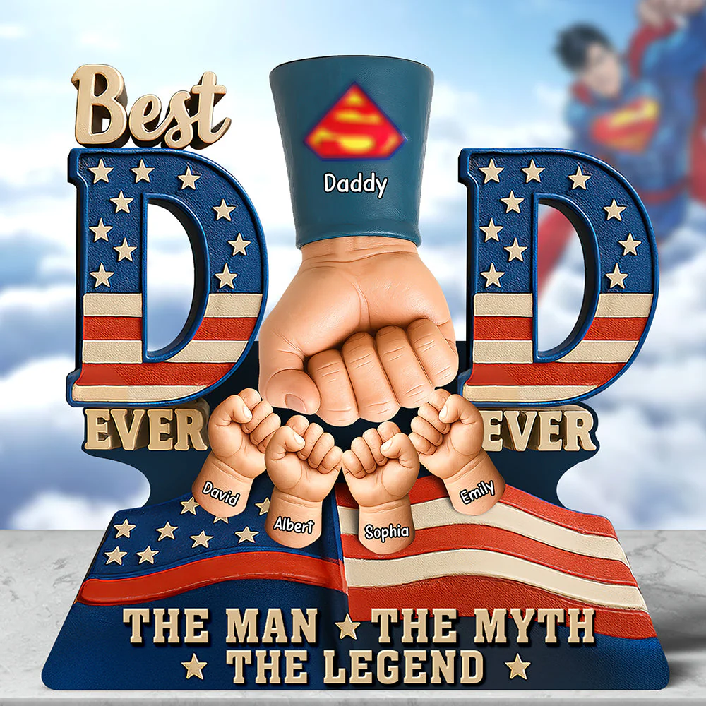 Best Dad Ever Fist Bump - Personalized Shape Acrylic Plaque - Gift For Dad, Grandpa