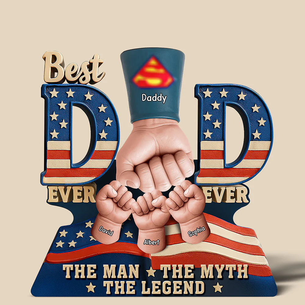 Best Dad Ever Fist Bump - Personalized Shape Acrylic Plaque - Gift For Dad, Grandpa - Image 4