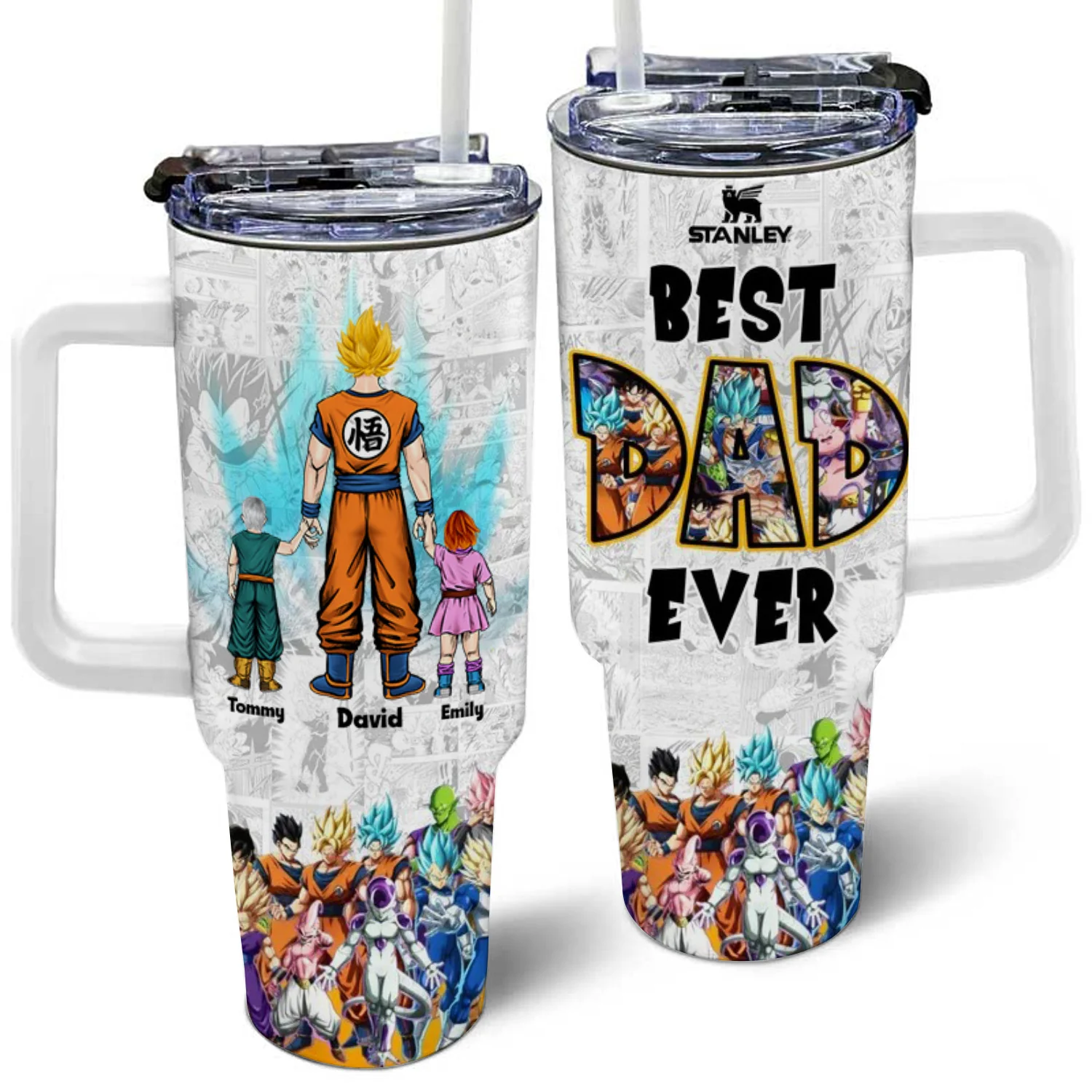 DrBa Best Dad Ever In The Universe - Gift For Father's Day, Dad, Husband - Personalized 40oz Tumbler Cup With Straw - Image 3