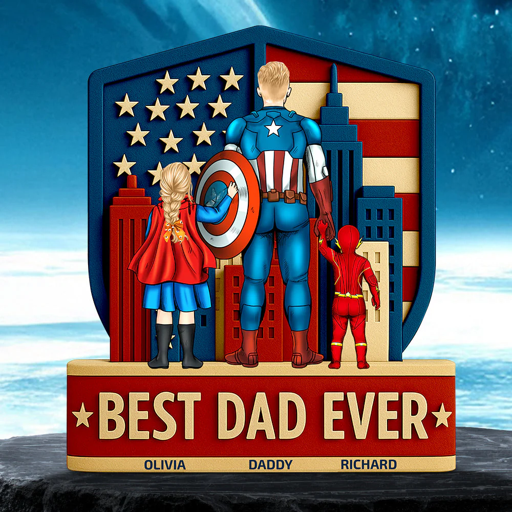 Best Dad Ever - Personalized Acrylic Plaque - Gift For Dad, Grandpa, Fathers Day, MRVL Fan | CL02.V2 HH01