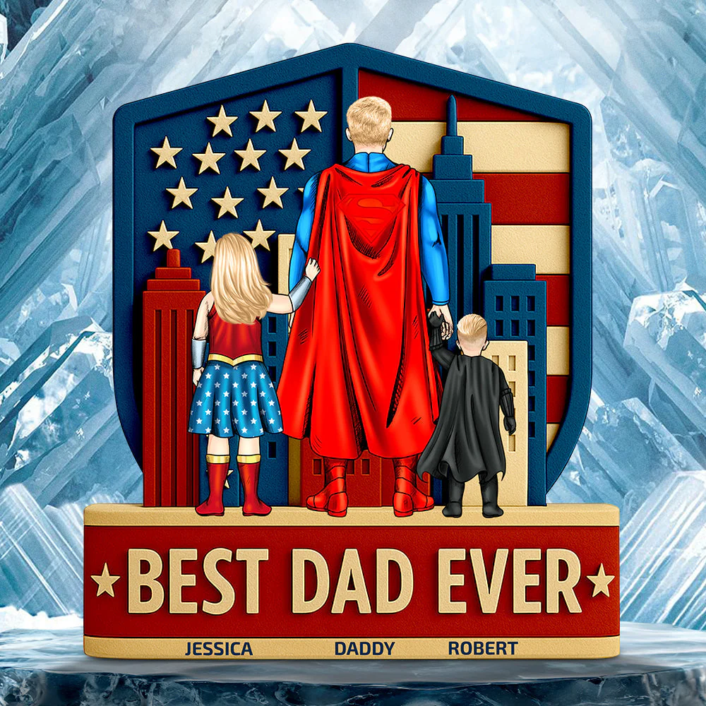 Best Dad Ever - Personalized Acrylic Plaque - Gift For Dad, Grandpa, Fathers Day, MRVL Fan | CL02.V2 HH01 - Image 2