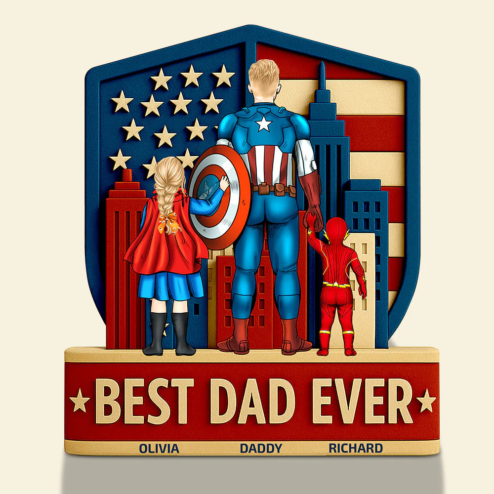 Best Dad Ever - Personalized Acrylic Plaque - Gift For Dad, Grandpa, Fathers Day, MRVL Fan | CL02.V2 HH01 - Image 3