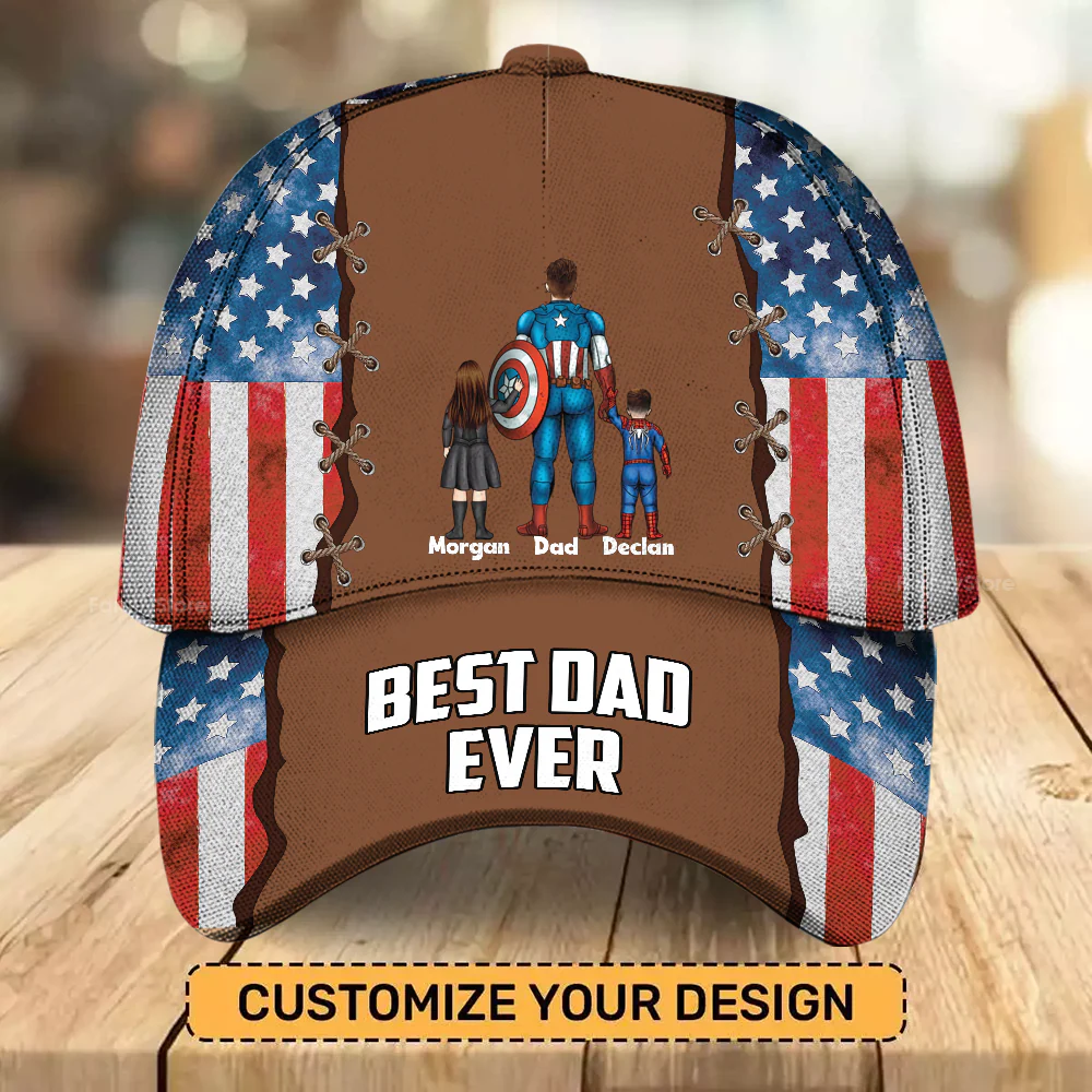Best Dad Ever Super Hero - Personalized Classic Cap - Gift For Dad, Husband, Fathers Day - CL02 NA94 - Image 2