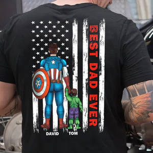 Best Dad Ever Superhero - Personalized Tshirt - Gift for Dad, Father's Day | CL02 - Image 2