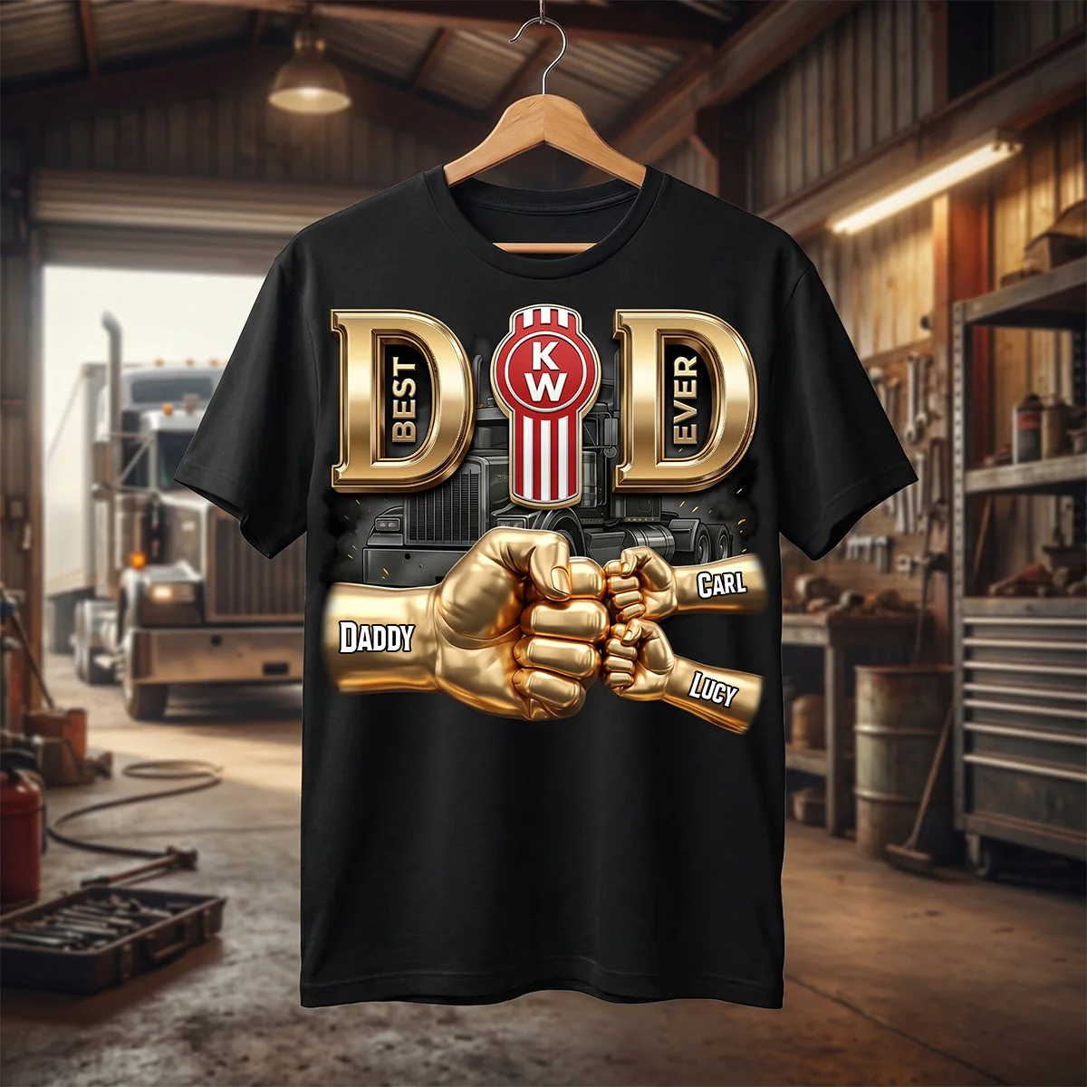Best Dad Ever Trucker - Personalized Shirt - Gift For Dad - Image 2