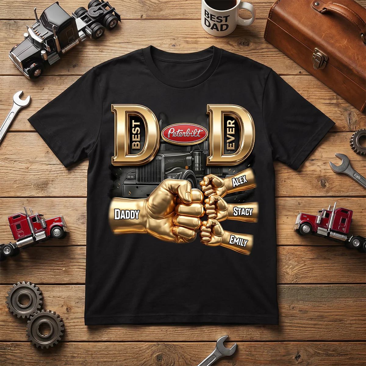Best Dad Ever Trucker - Personalized Shirt - Gift For Dad - Image 3