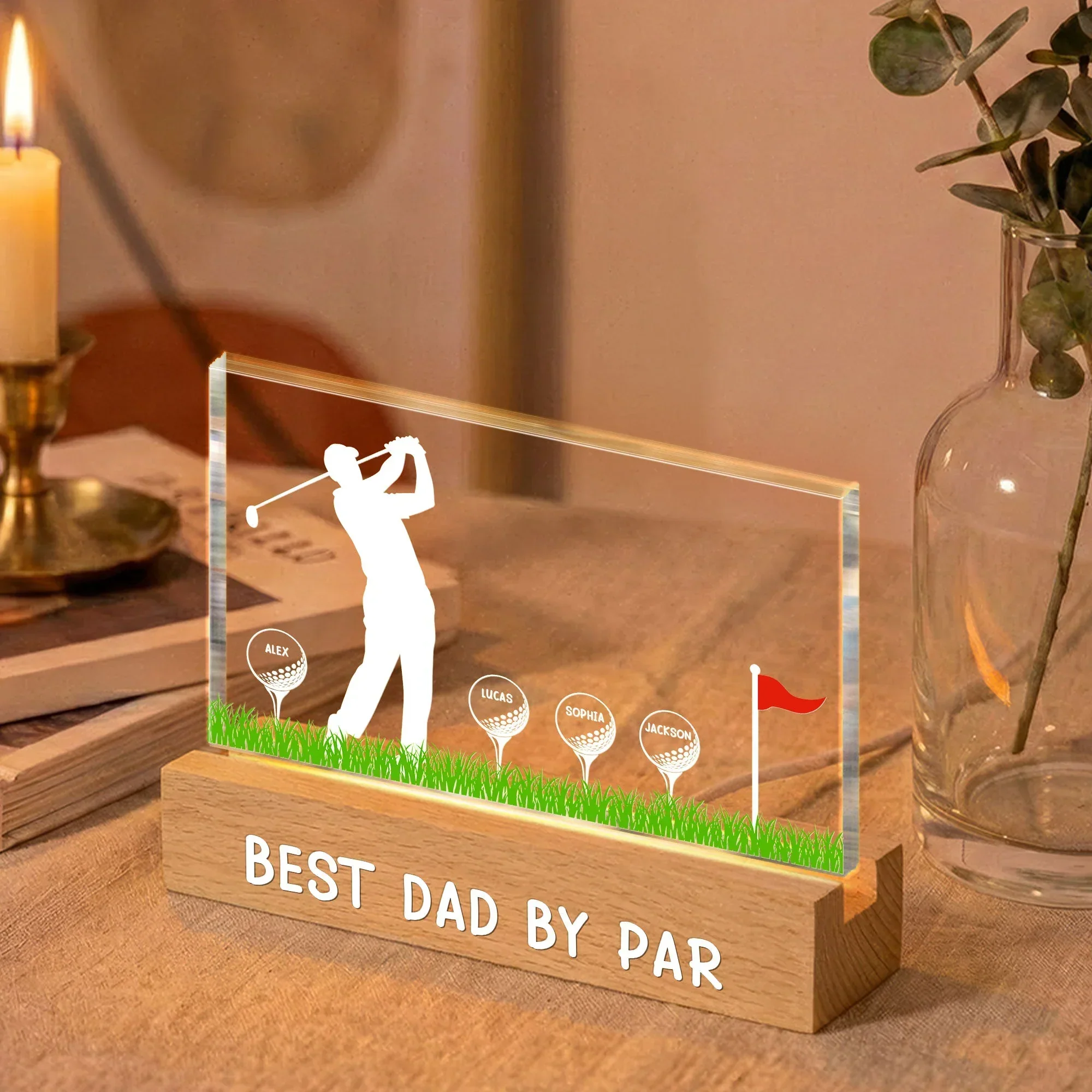 Best Dad Grandpa By Par - Personalized 3D Led Light - Gift For Dad, Grandpa, Golf Lovers - Image 4