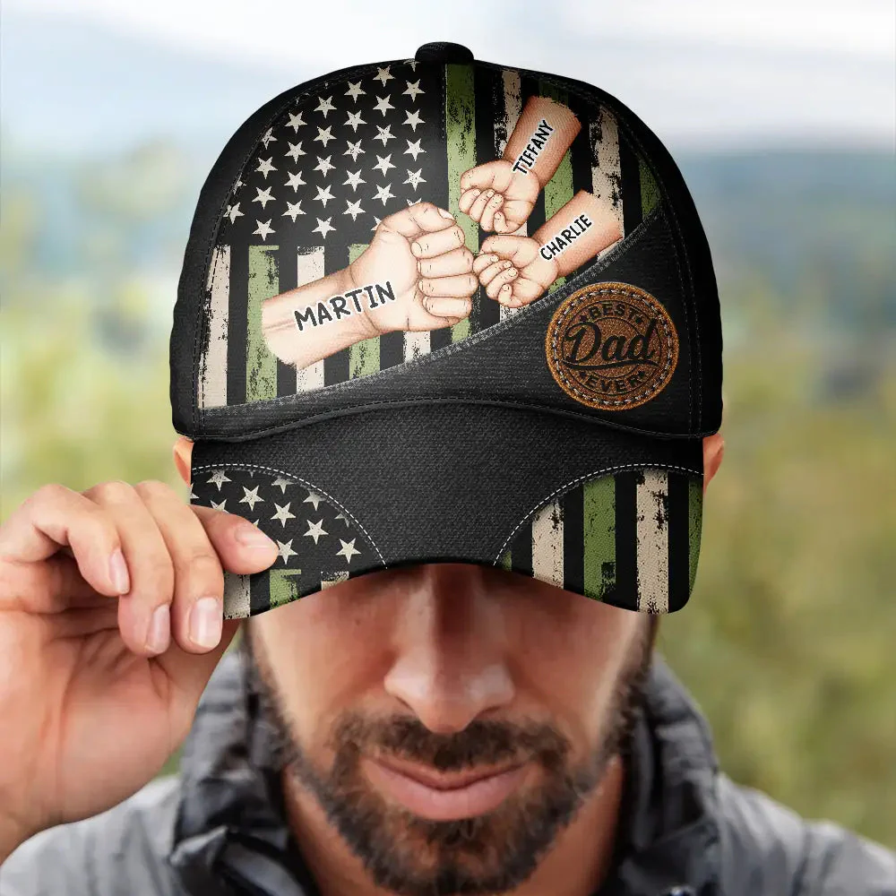 Best Dad Grandpa Ever Fist Bump - Personalized Classic Cap | GR6 - Image 4