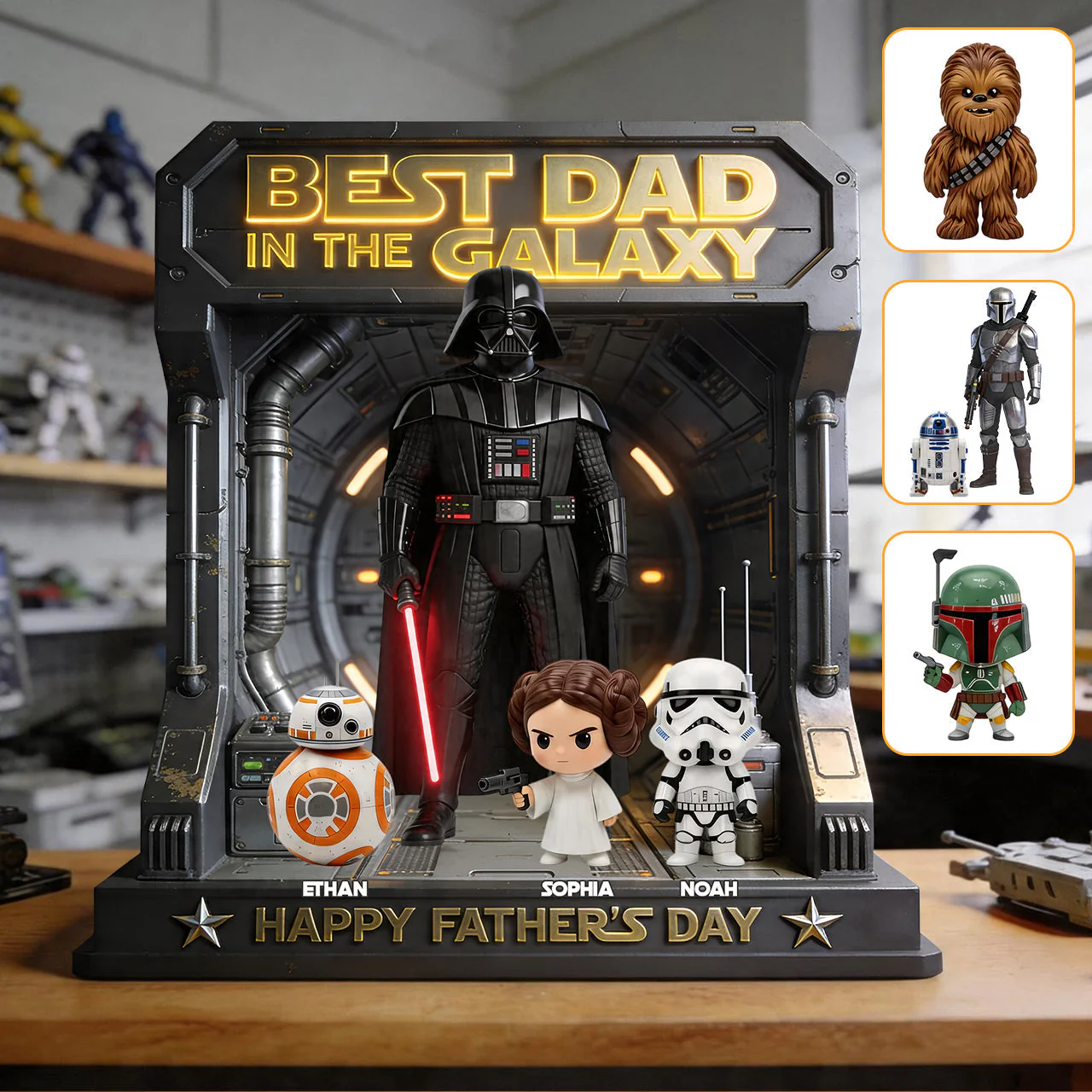 Best Dad In The Galaxy - Personalized Acrylic Plaque - Gift For Dad, Father's Day, Movie Fans