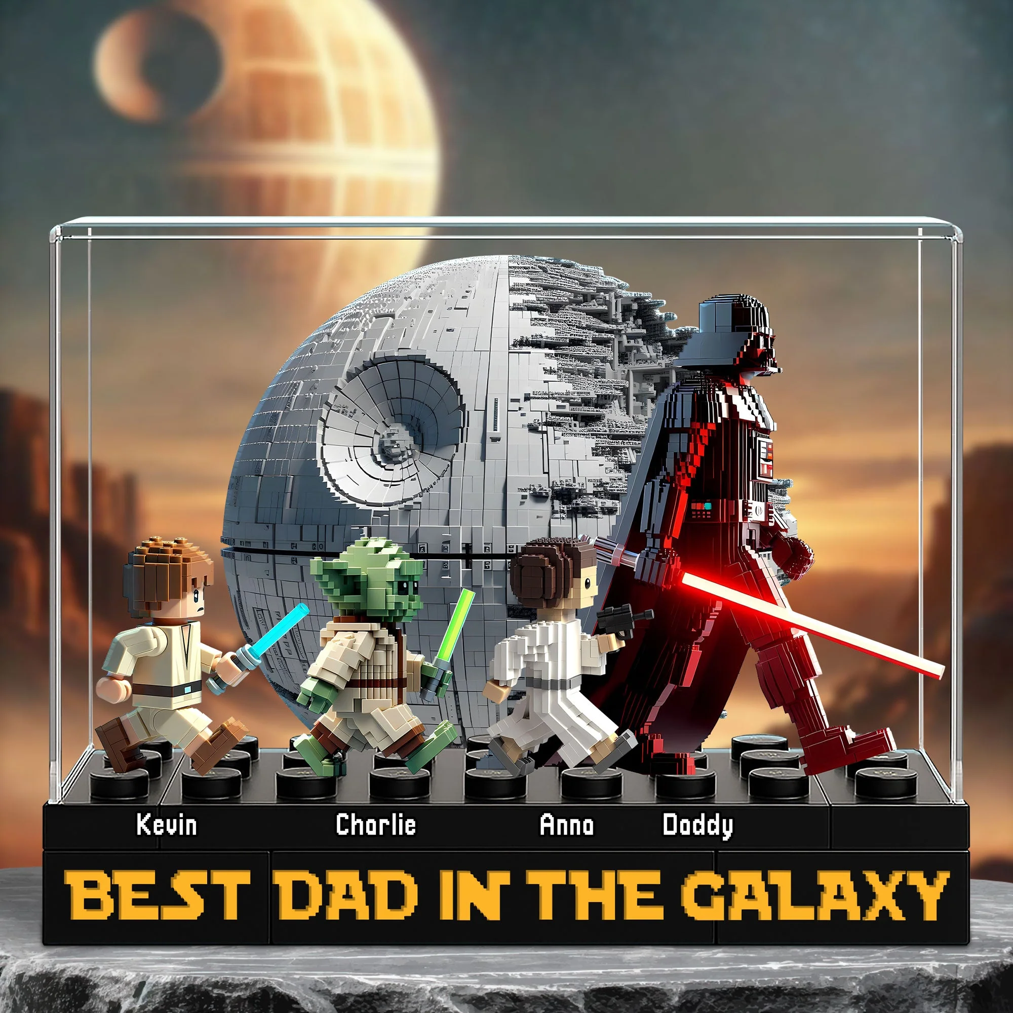 Best Dad In The Galaxy - Personalized Acrylic Plaque - Gift For Dad Stwa Fan HH01 - Image 2