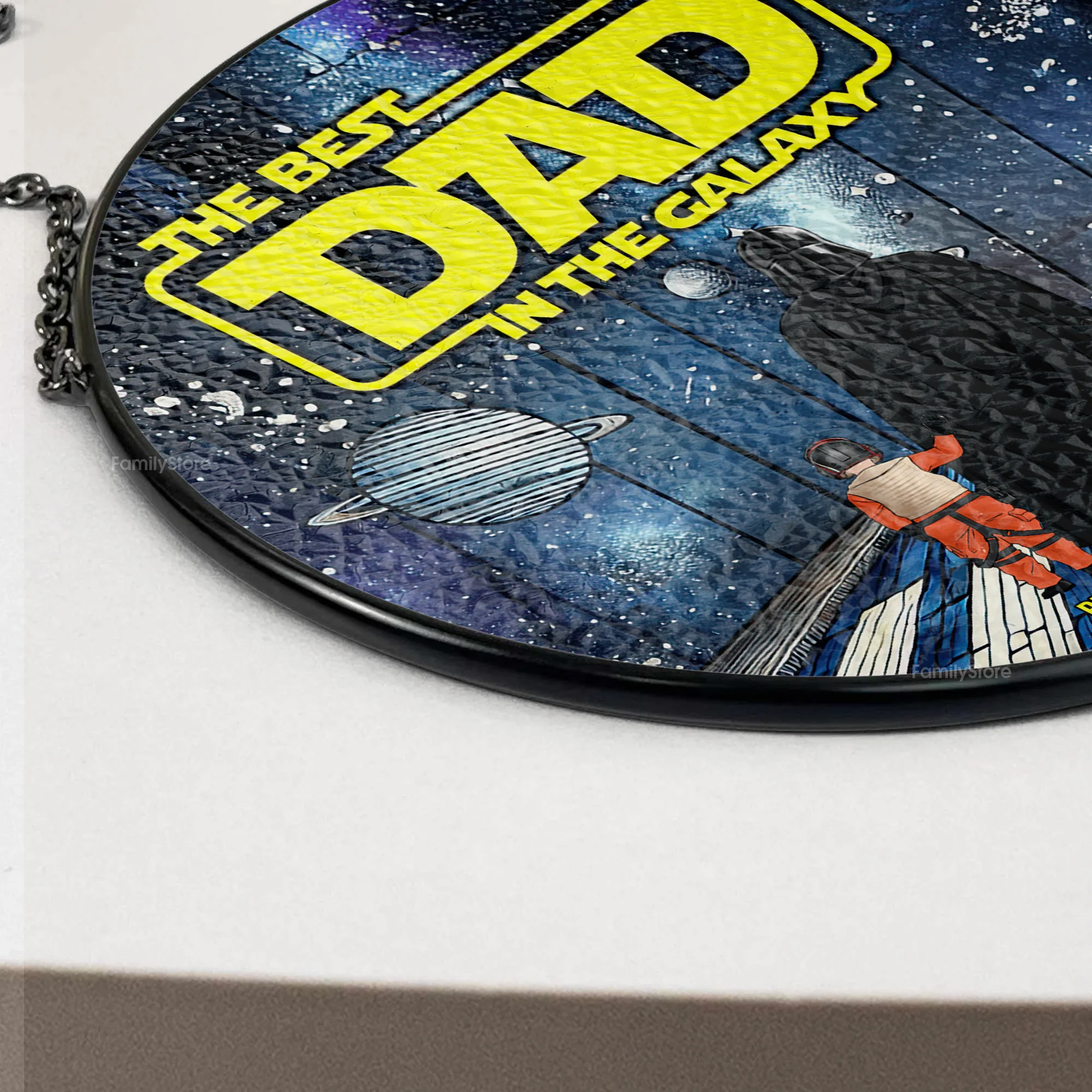 Best Dad In The Galaxy - Personalized Stained Glass Window Hanging Suncatcher - Gift for Dad - Image 3