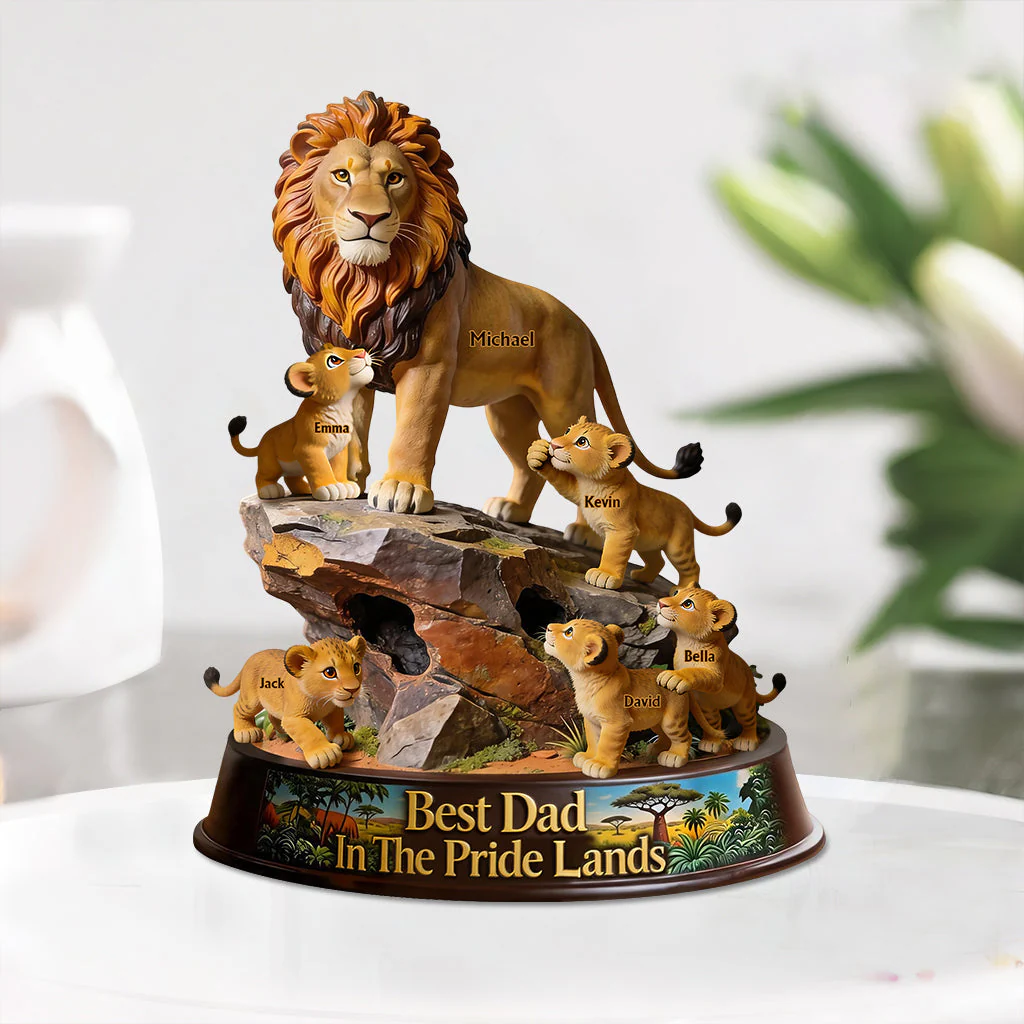 Best Dad In The Pride Lands - Personalized Lion Dad And Kids Acrylic Plaque - Gifts For Dad - DSNY HH01 - Image 3