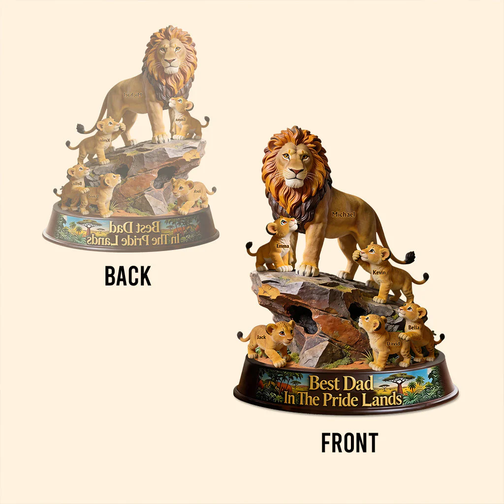 Best Dad In The Pride Lands - Personalized Lion Dad And Kids Acrylic Plaque - Gifts For Dad - DSNY HH01 - Image 4