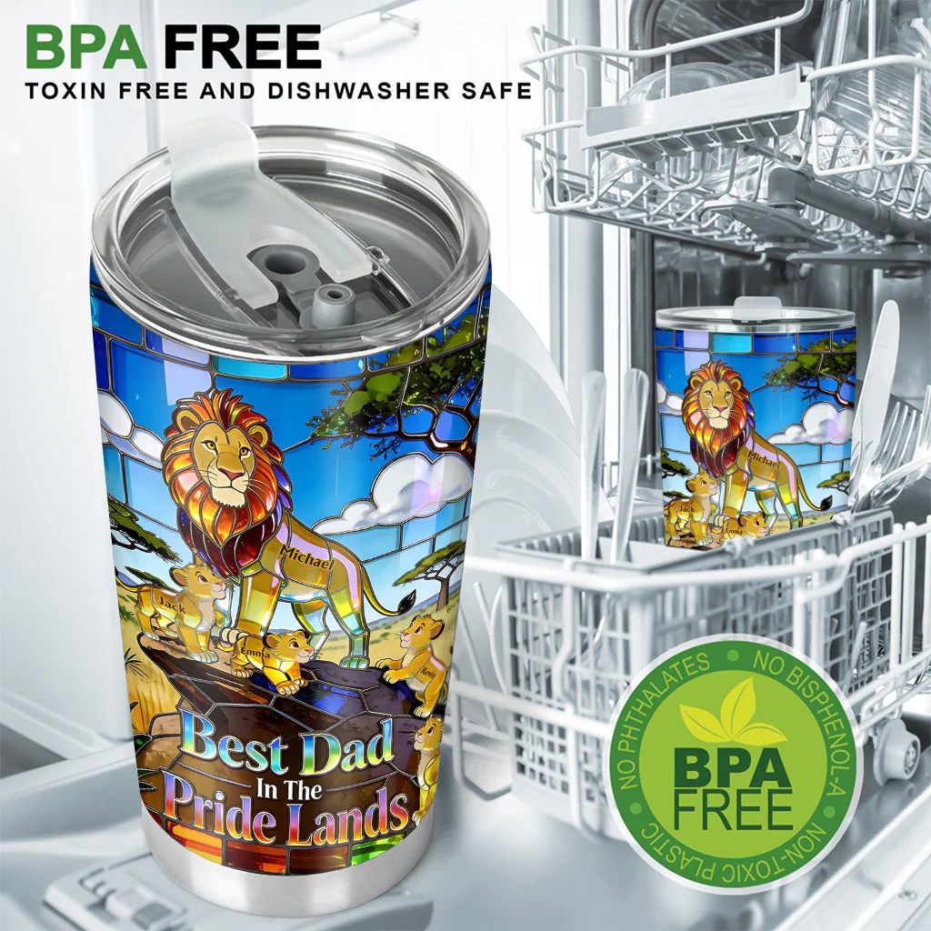 Best Dad In The Pride Lands - Personalized Lion Dad And Kids Tumbler - Gifts For Dad - DSNY HH01 - Image 6