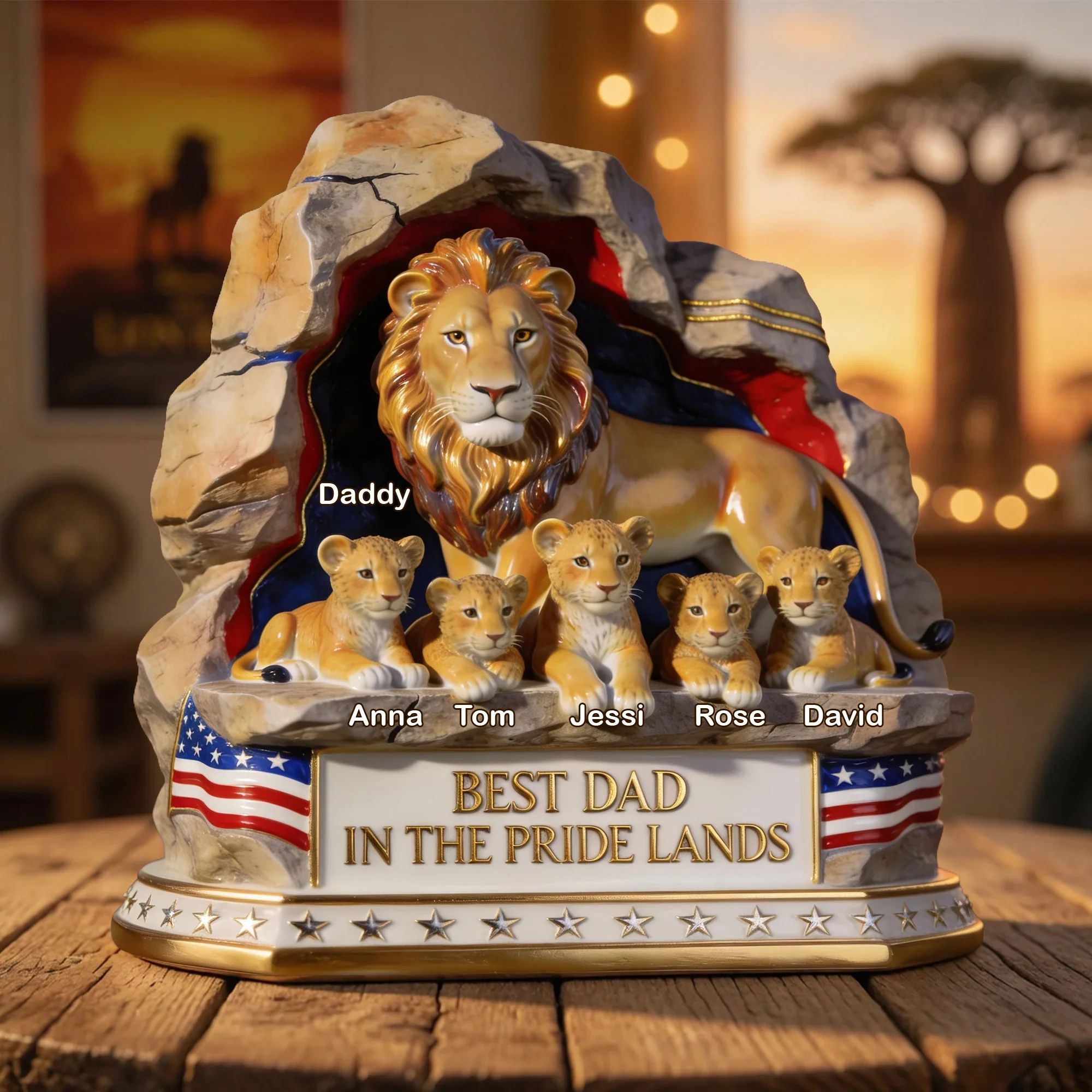 Best Dad In The Pride Lands - Personalized Shape Acrylic Plaque - Gift For Dad, Grandpa