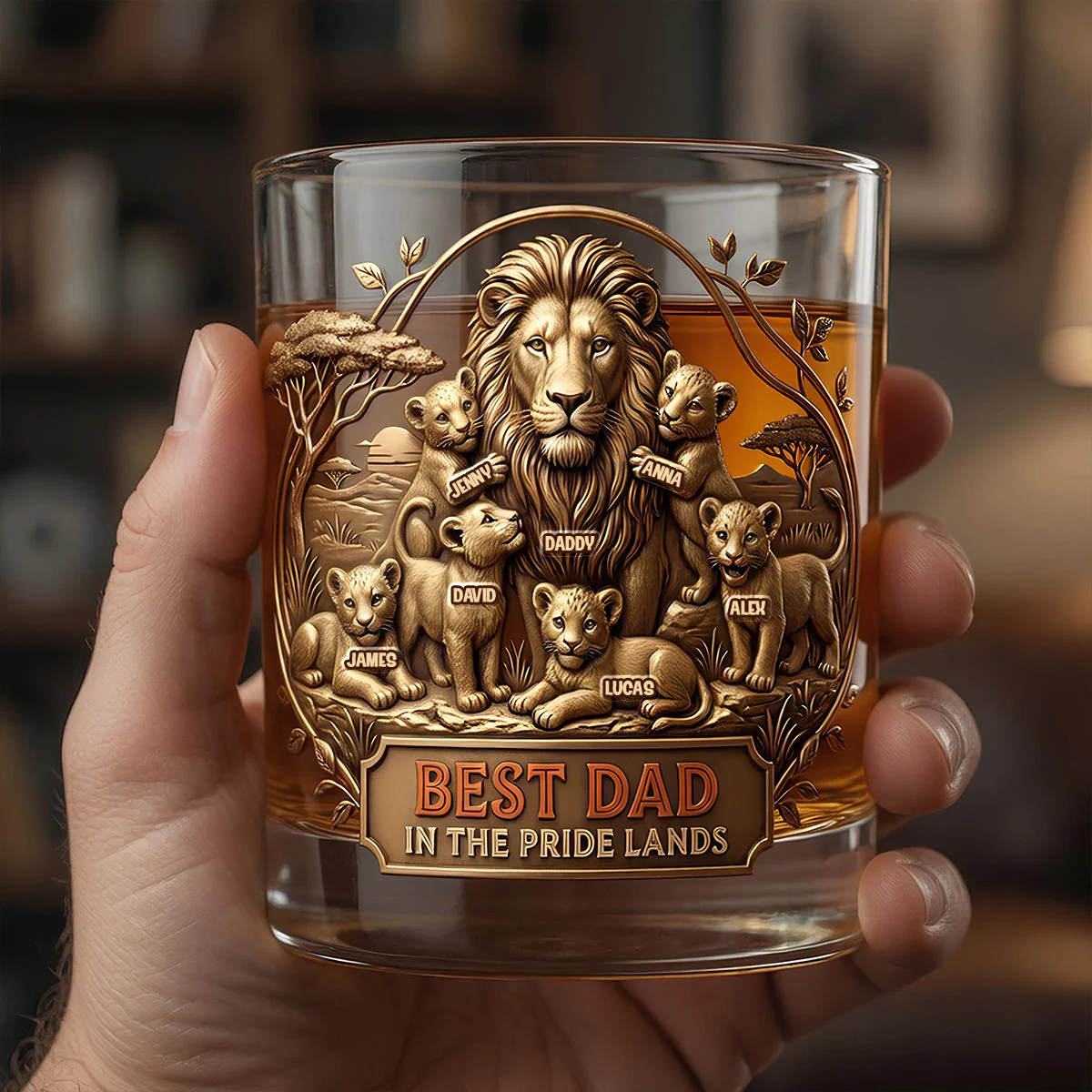 Best Dad In The Pride Lands - Personalized Whiskey Glass - Gift For Dad, Baseball Lovers - Image 4