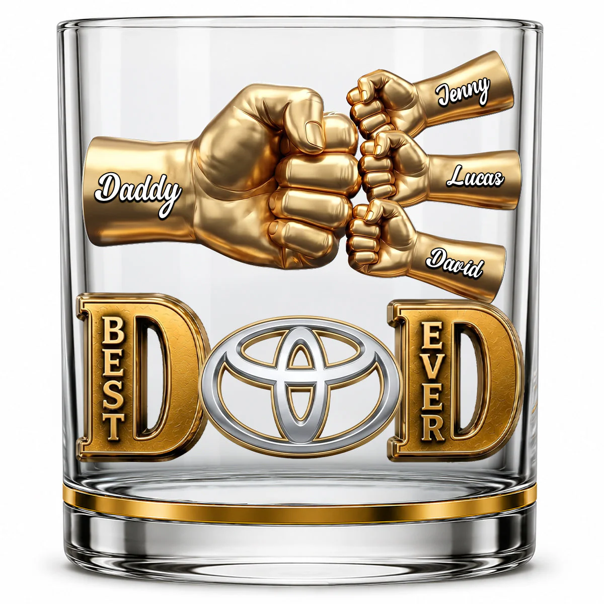 Best Dad Keepsake Ever Fist Bump - Personalized Whiskey Glass - Gift For Dad - Image 3