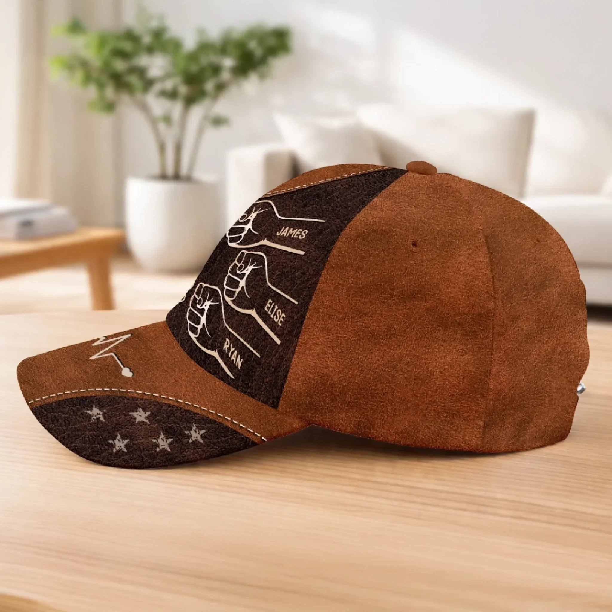 Best Dad Papa Ever Fist Bump Hearts Raise - Personalized Classic Cap - Gift For Dad, Grandpa - Image 6
