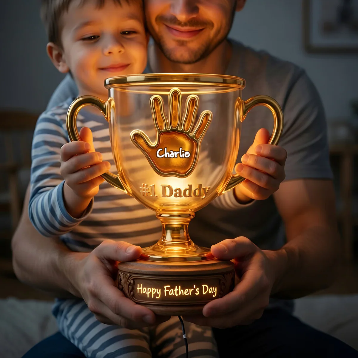 Best Dad Trophy - Personalized Light Box - Gift For Dad, Grandpa NL122 - Image 2