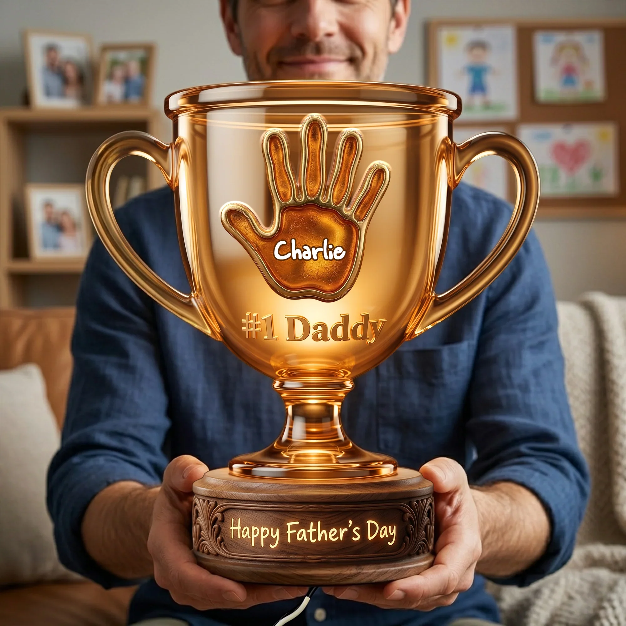 Best Dad Trophy - Personalized Light Box - Gift For Dad, Grandpa NL122 - Image 7