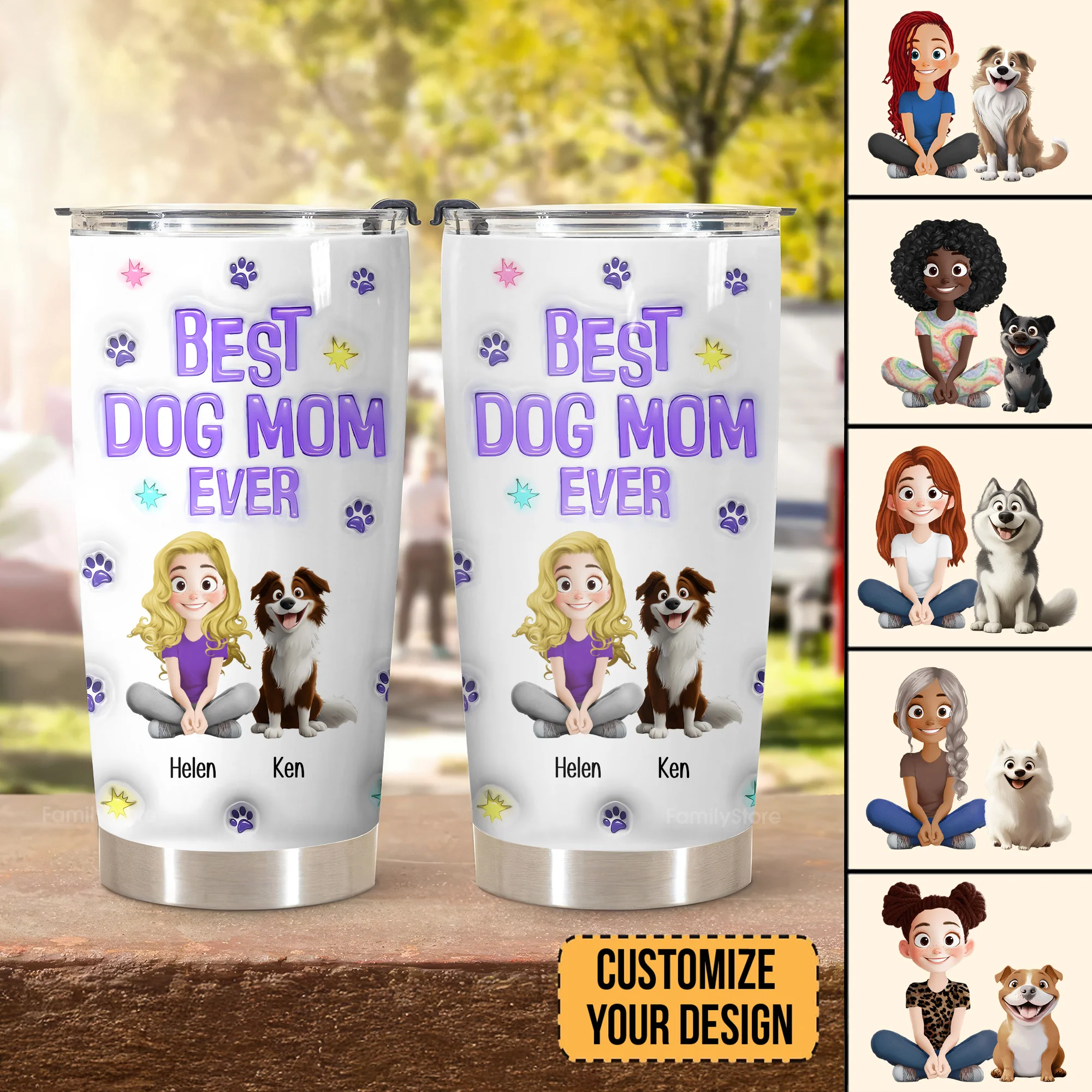 Best Dog Mom Ever 3D Inflated Effect Cartoon Dog - Personalized Tumbler Cup - Gift for Pet Owners, Pet Lovers, Dog Mom | CLP15 NH96 - Image 2