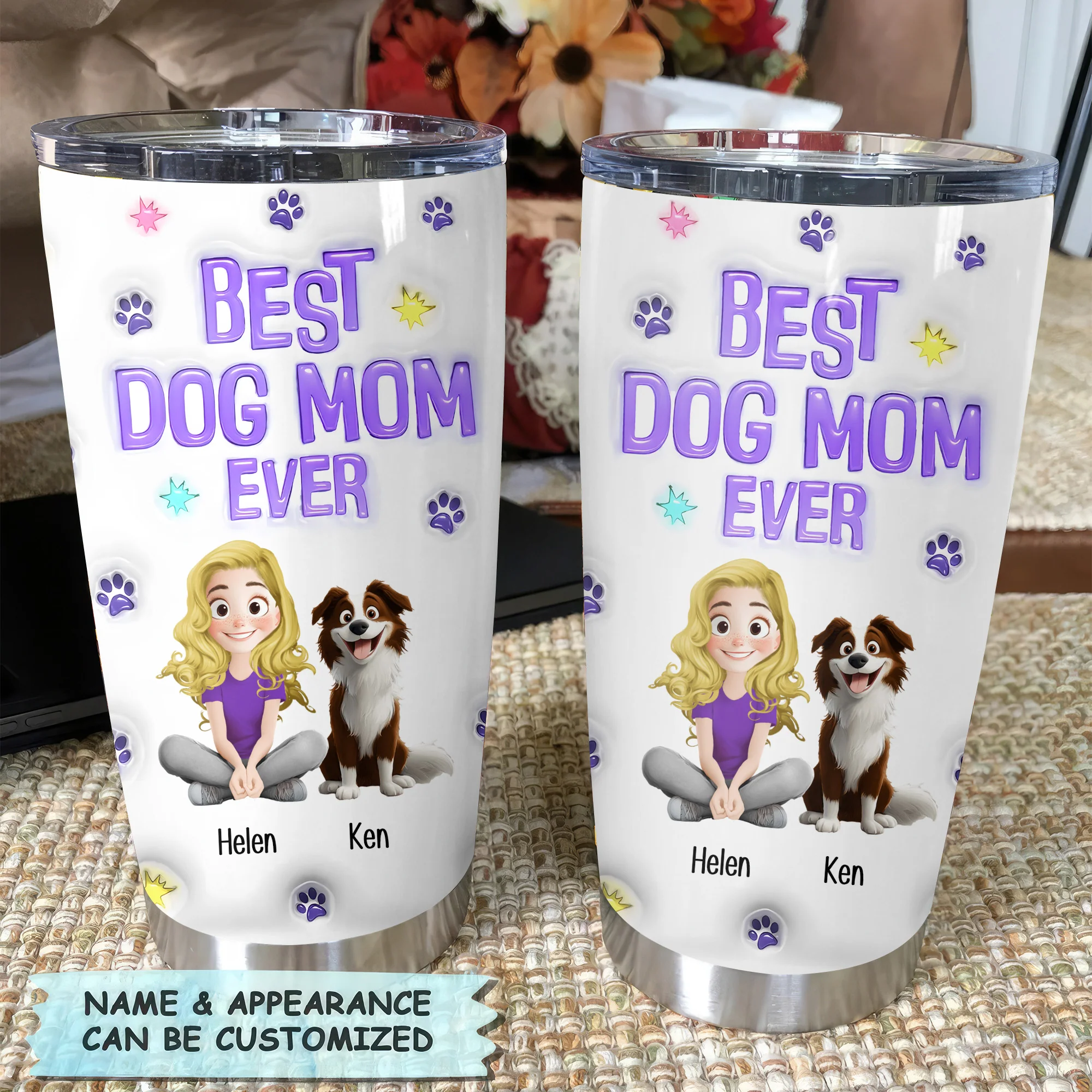 Best Dog Mom Ever 3D Inflated Effect Cartoon Dog - Personalized Tumbler Cup - Gift for Pet Owners, Pet Lovers, Dog Mom | CLP15 NH96 - Image 3