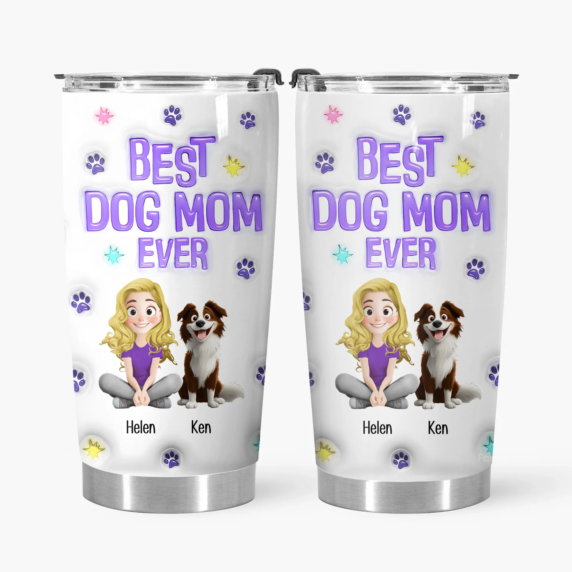 Best Dog Mom Ever 3D Inflated Effect Cartoon Dog - Personalized Tumbler Cup - Gift for Pet Owners, Pet Lovers, Dog Mom | CLP15 NH96 - Image 4