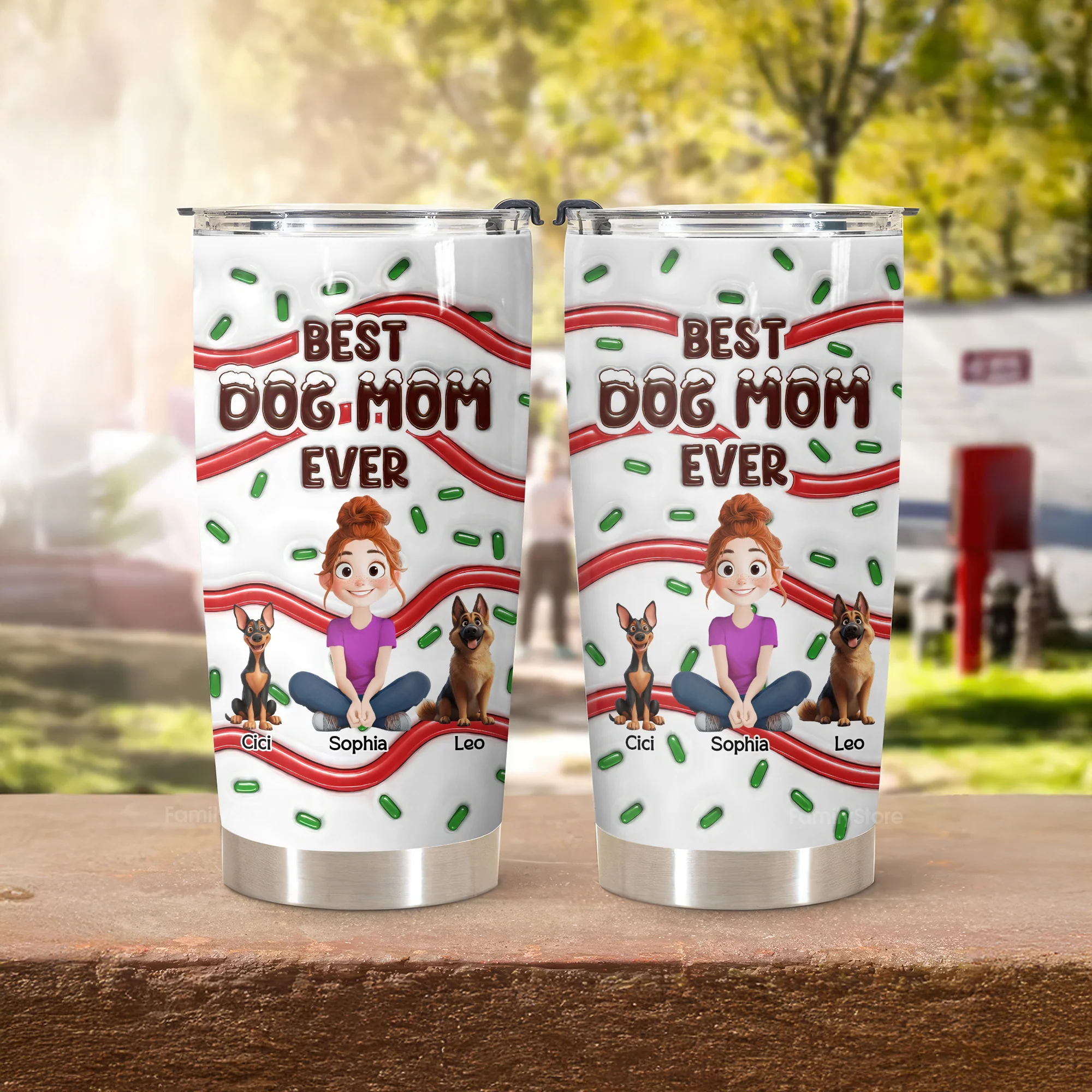 Best Dog Mom Ever Cream Cake Pattern 3D Inflated Effect Cartoon Dog - Personalized Tumbler Cup - Gift for Pet Owners, Pet Lovers, Dog Mom | CLP15 NH96 - Image 3