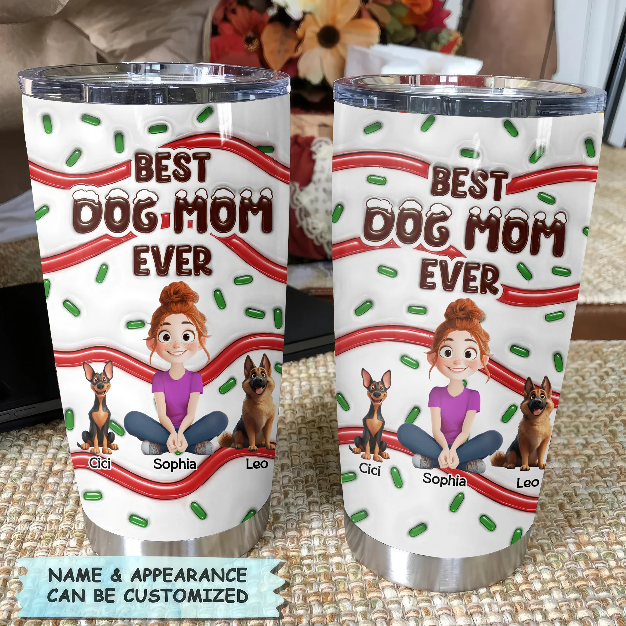 Best Dog Mom Ever Cream Cake Pattern 3D Inflated Effect Cartoon Dog - Personalized Tumbler Cup - Gift for Pet Owners, Pet Lovers, Dog Mom | CLP15 NH96 - Image 4