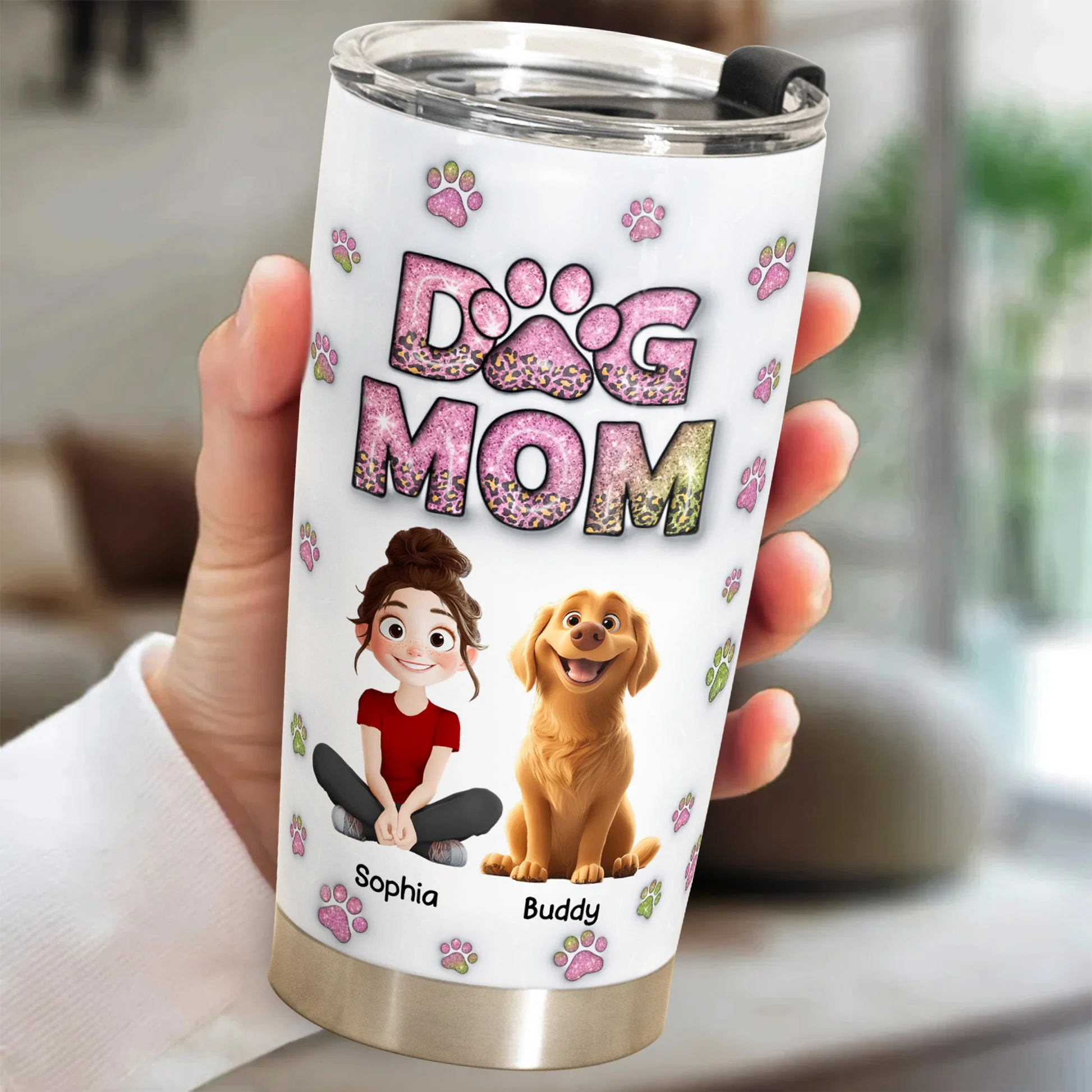 Best Dog Mom Ever Cartoon Dog 3D Inflated Effect - Personalized Tumbler - Gift for Pet Owners, Pet Lovers, Dog Mom | CLP15 NH96 - Image 3