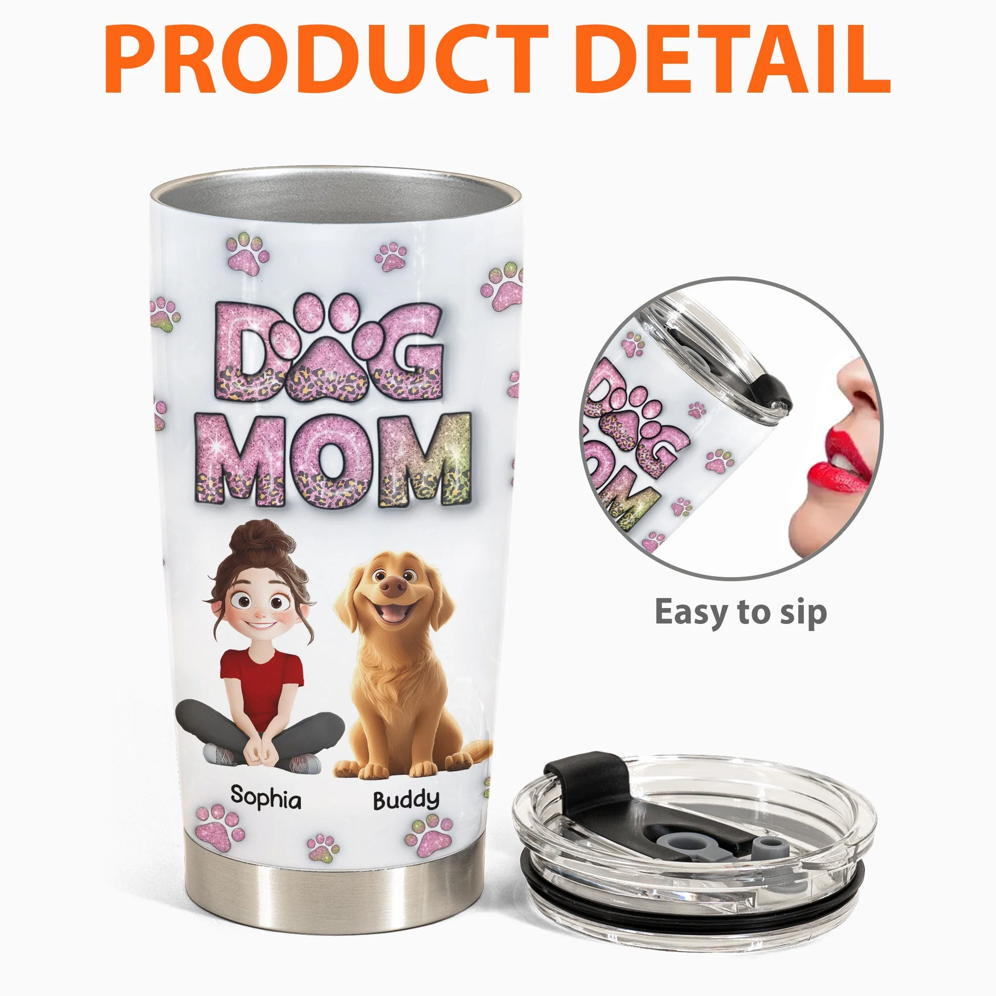 Best Dog Mom Ever Cartoon Dog 3D Inflated Effect - Personalized Tumbler - Gift for Pet Owners, Pet Lovers, Dog Mom | CLP15 NH96 - Image 4